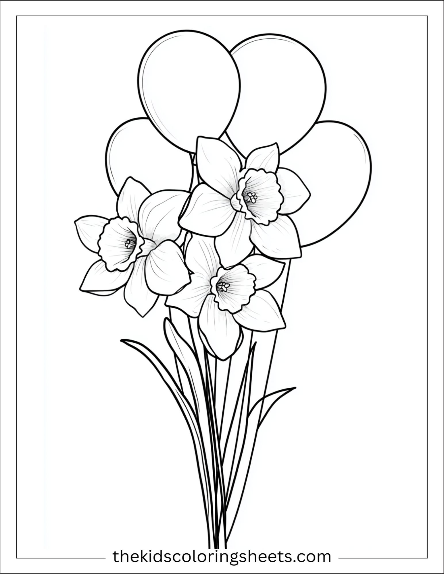 Daffodil flying with balloons