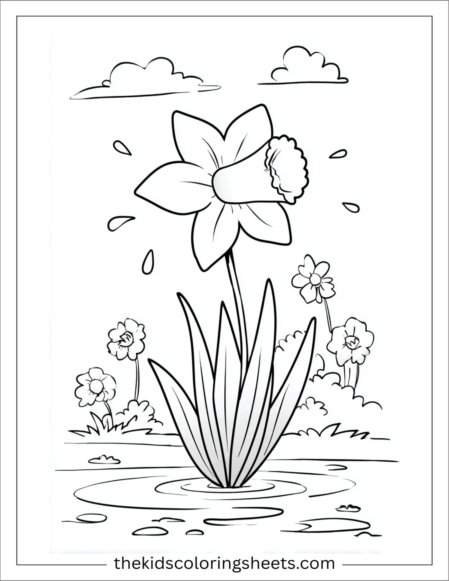 Daffodil jumping in puddles