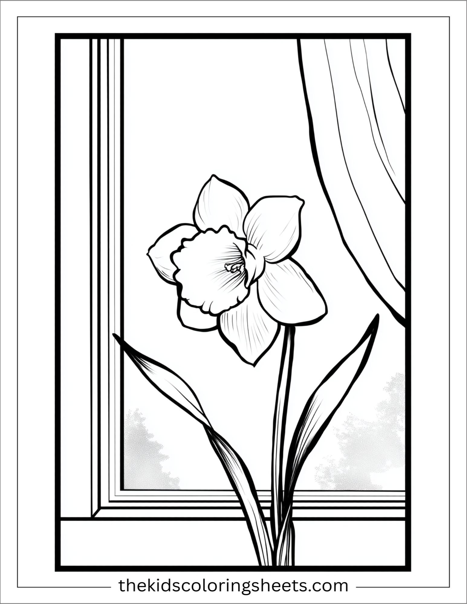 Daffodil peeking from a window
