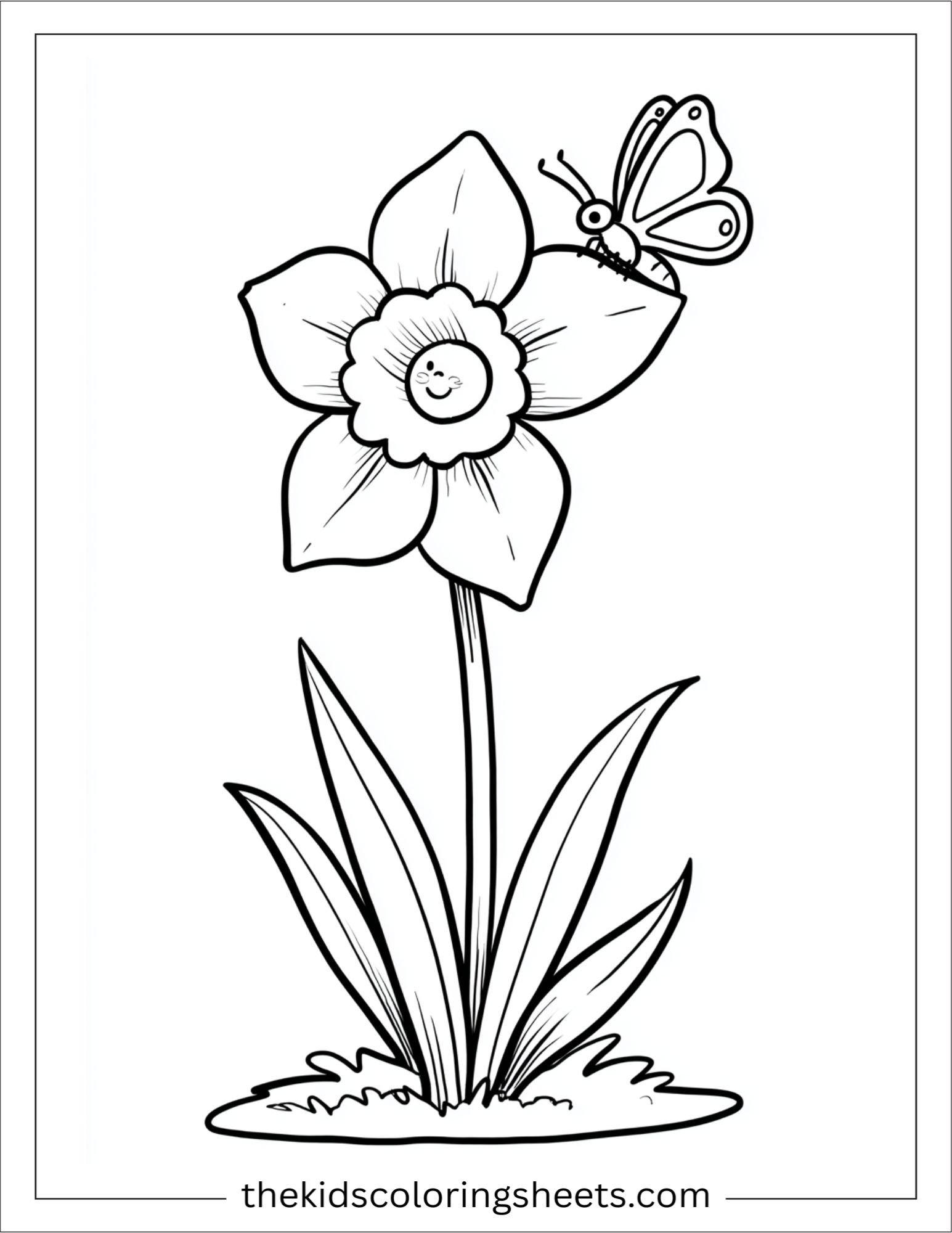 Daffodil with butterfly friend