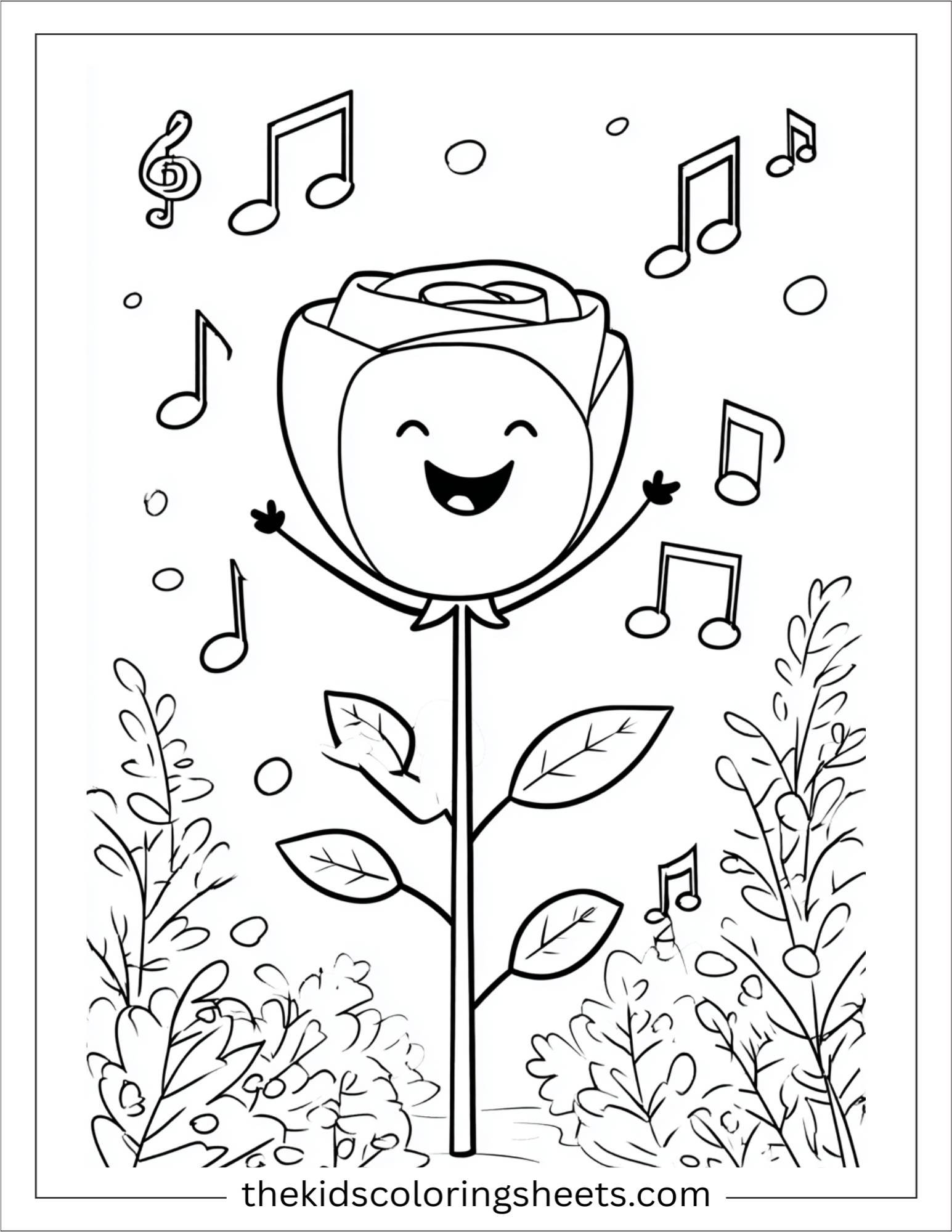 Dancing Rose with Music Notes