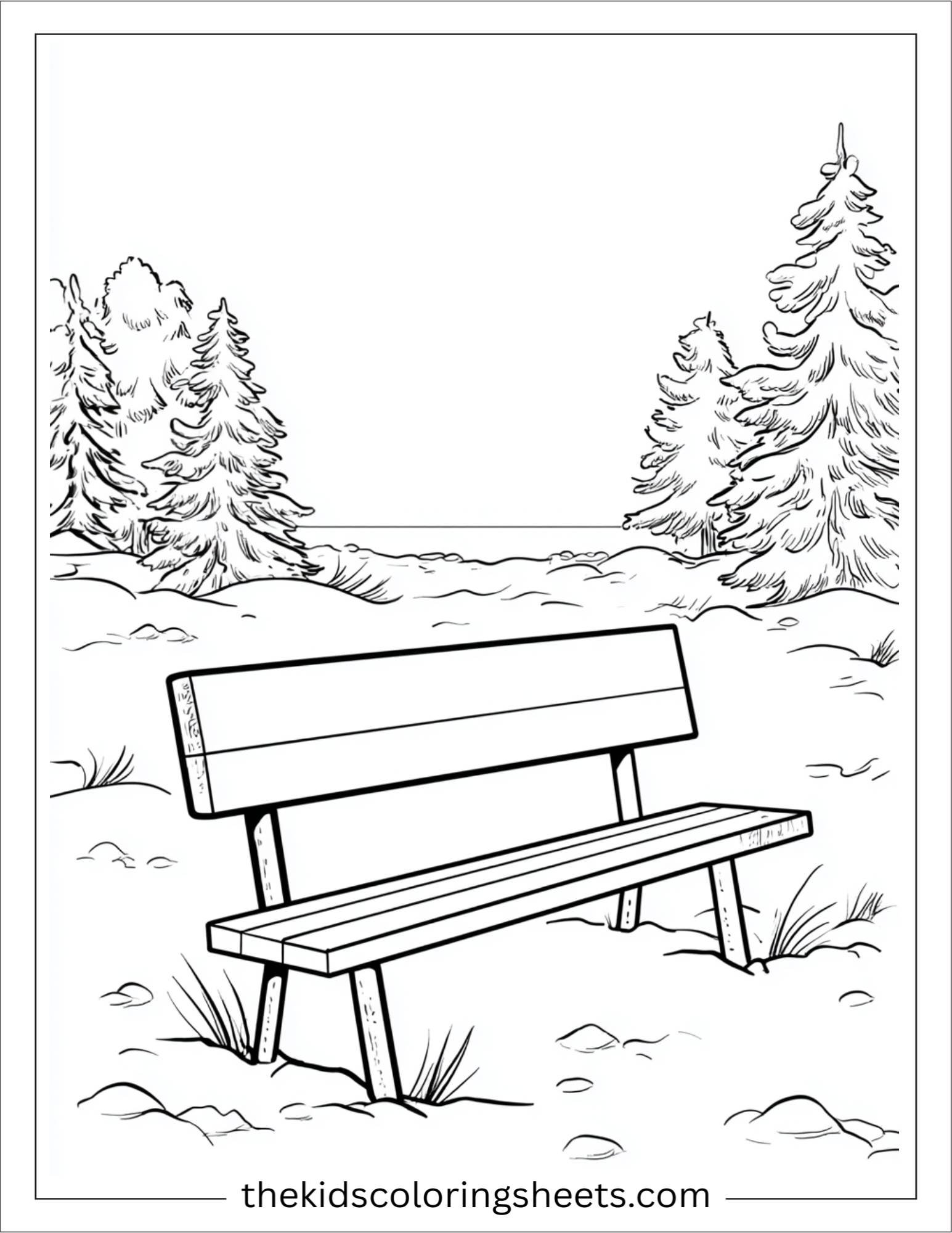 January snowy park bench