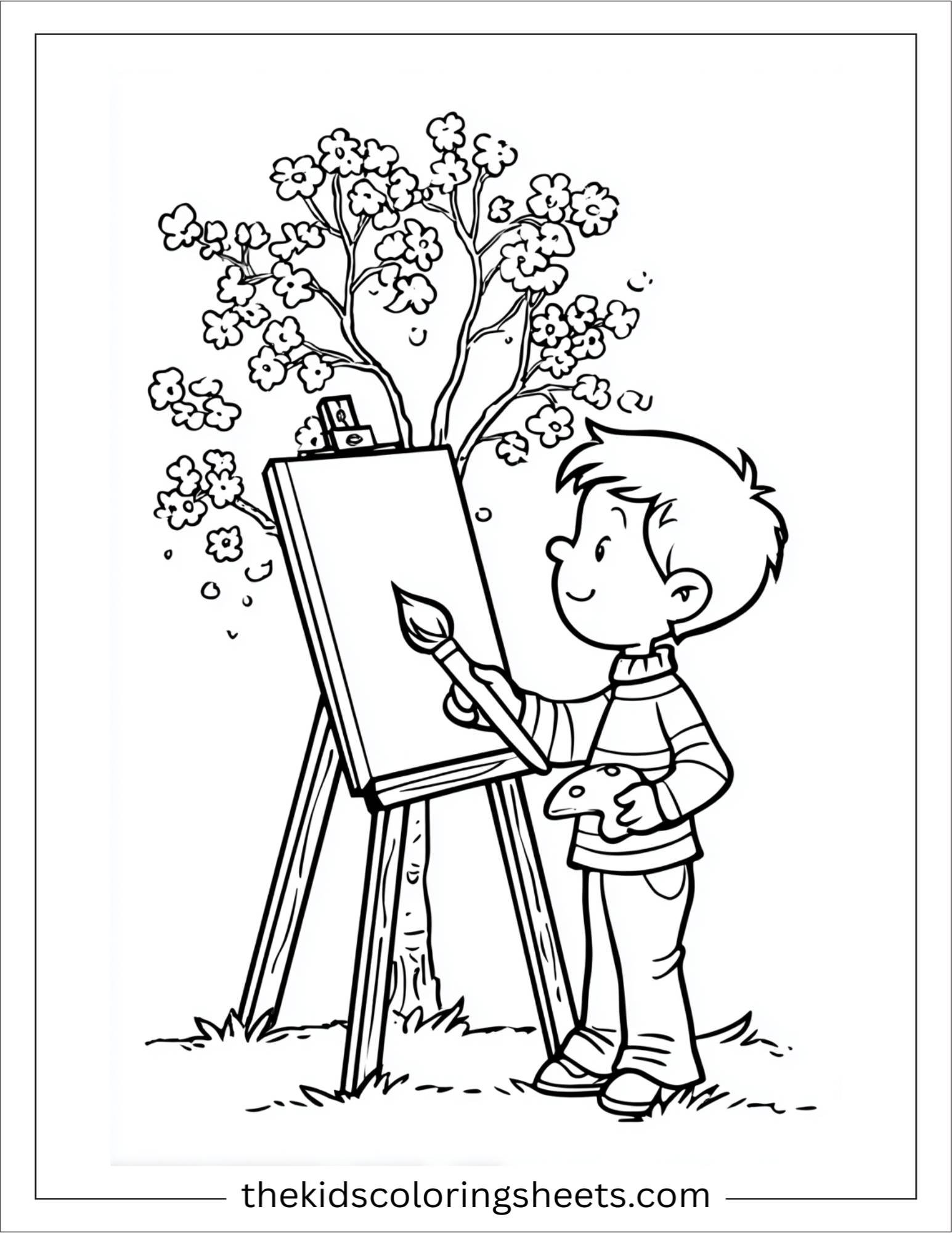 Little Painter with Blossoms