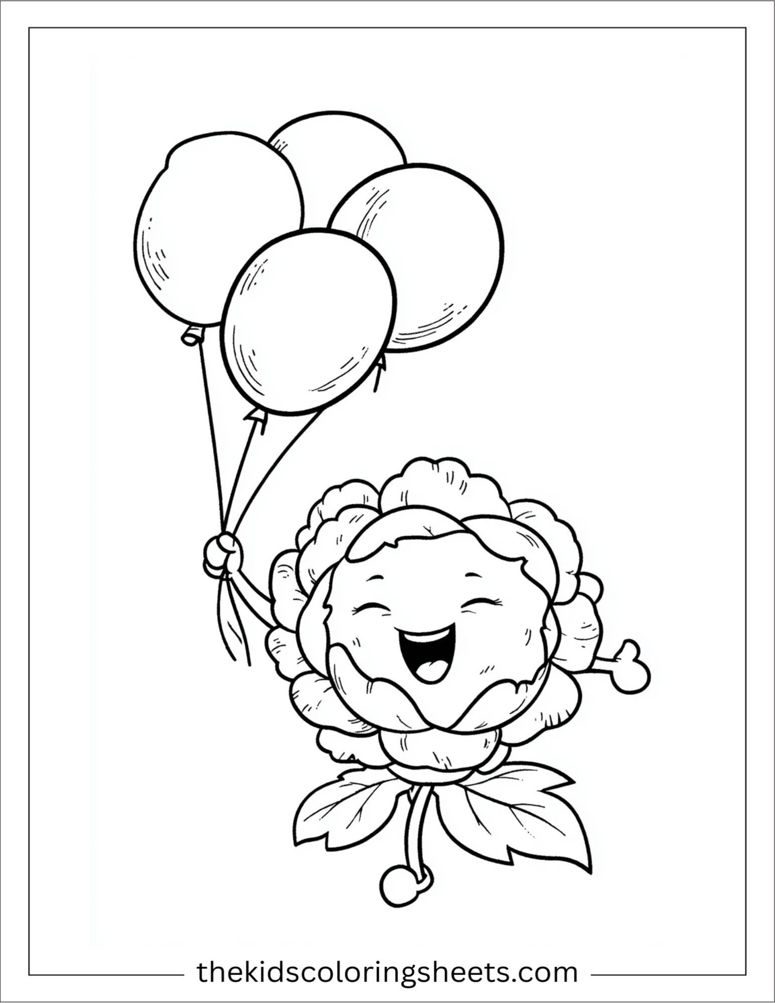 Peony flying with balloons