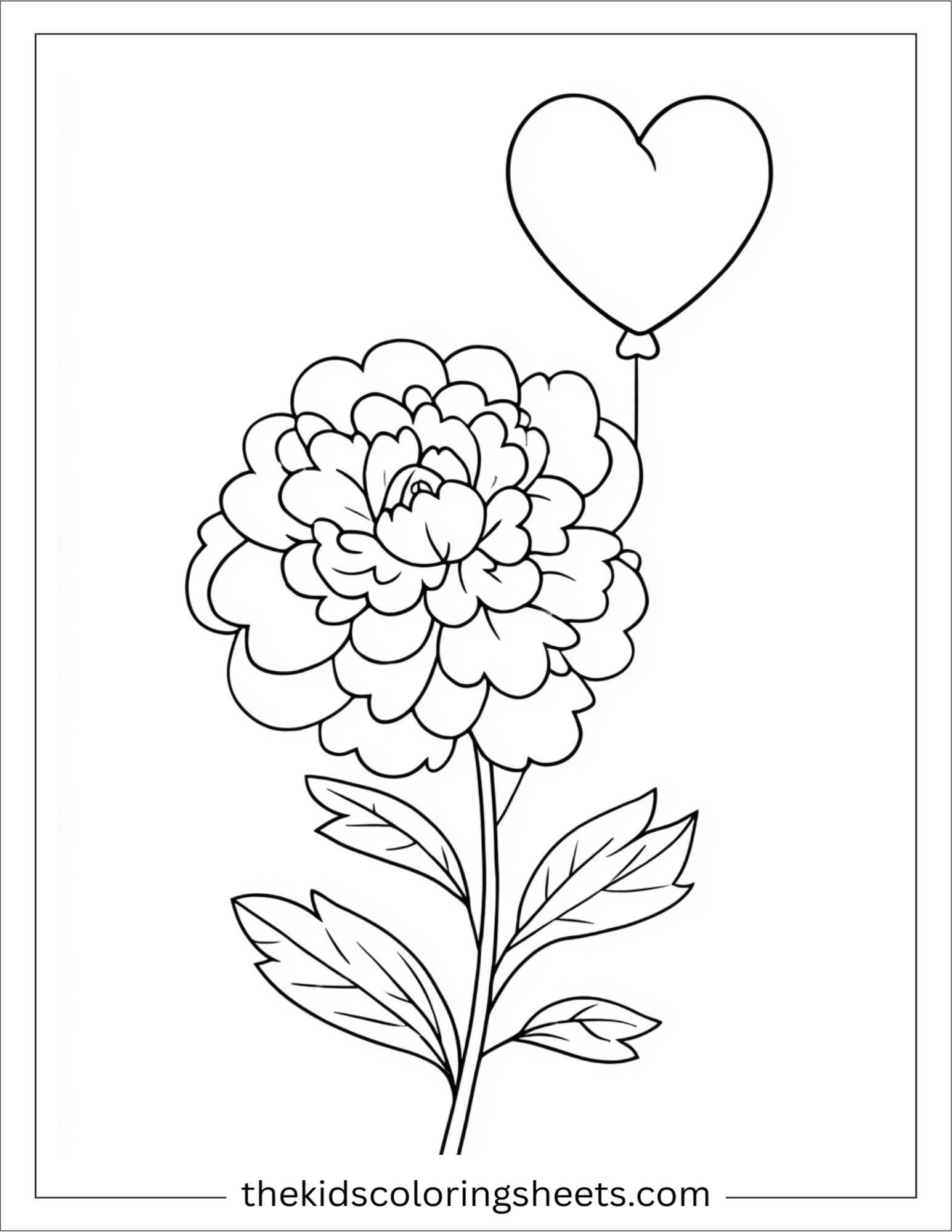 Peony holding heart balloon