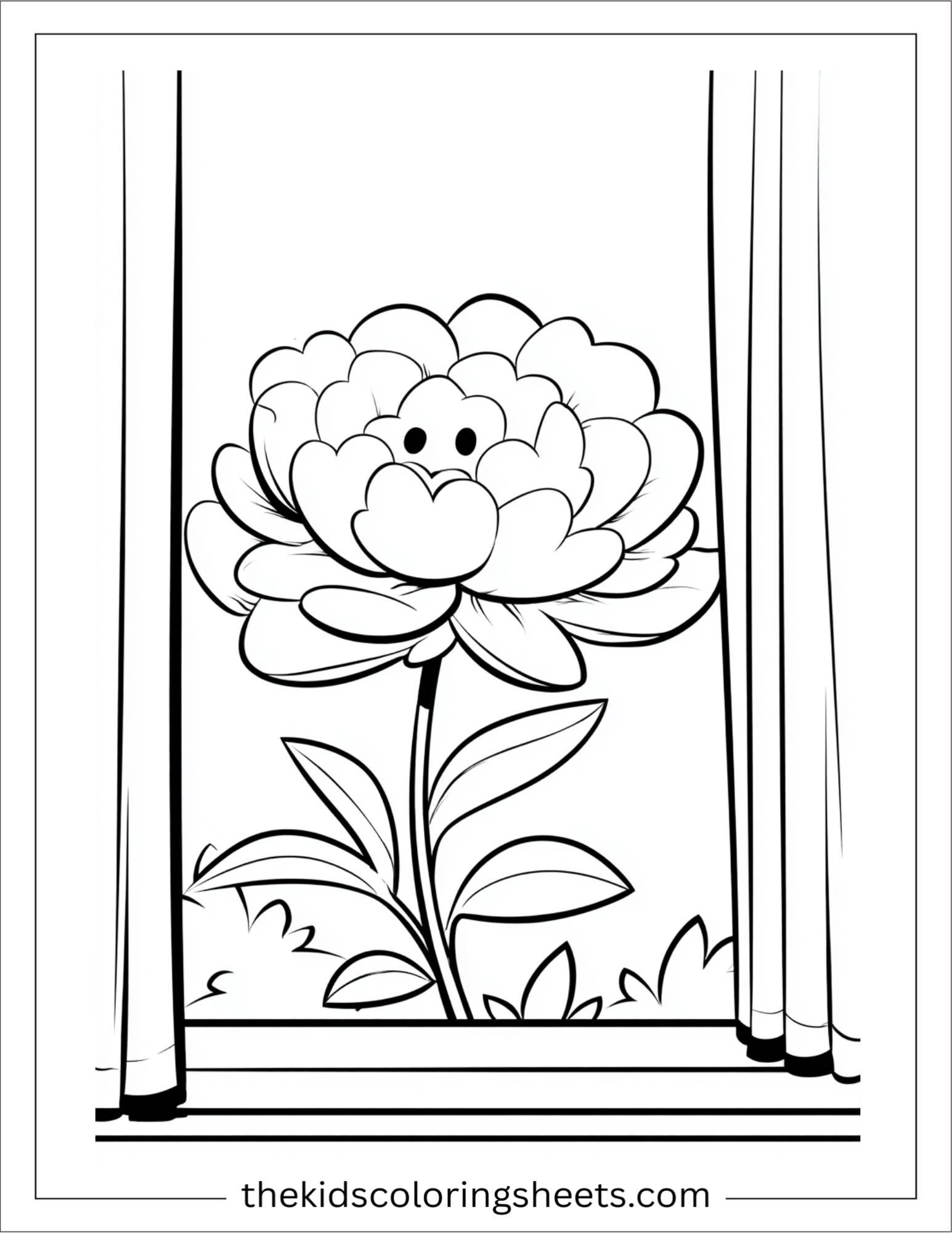 Peony peeking from a window