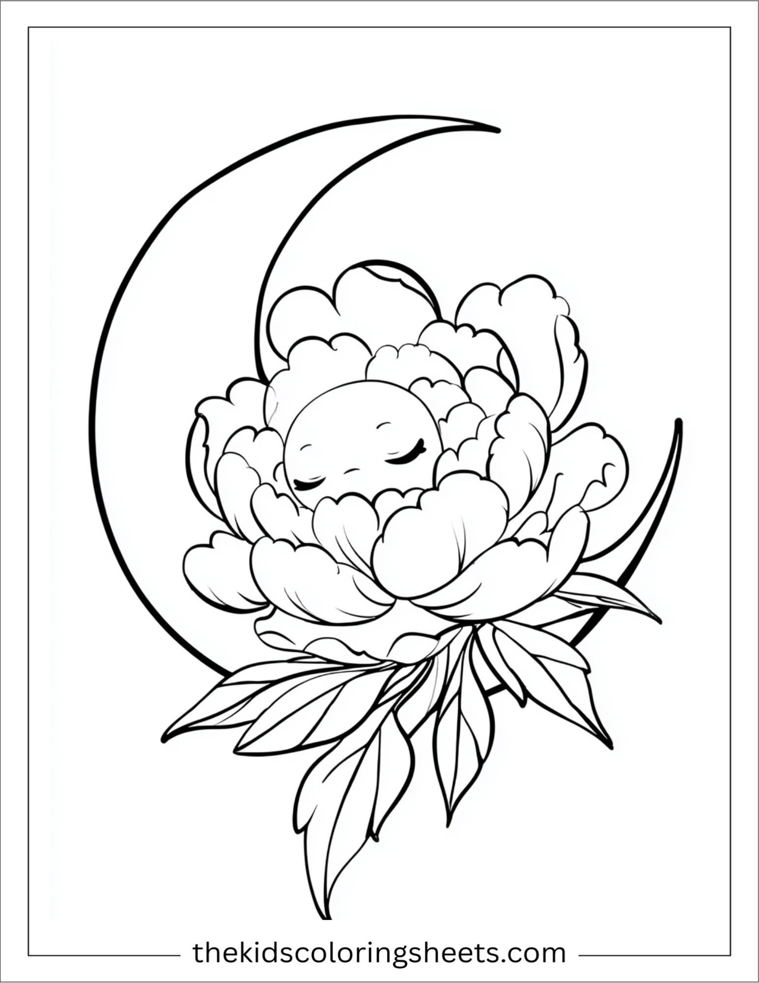 Peony sleeping on moon