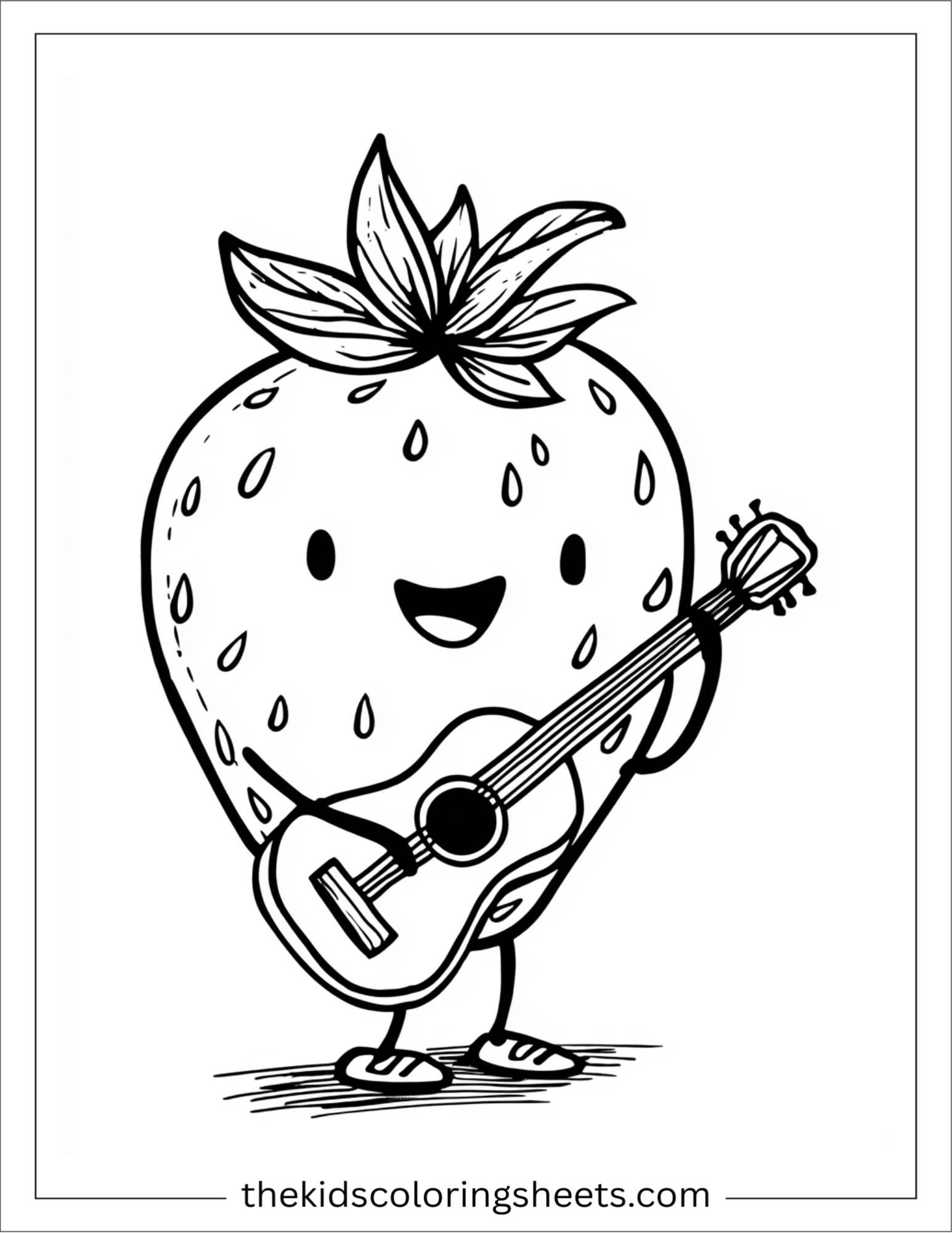 Strawberry playing guitar