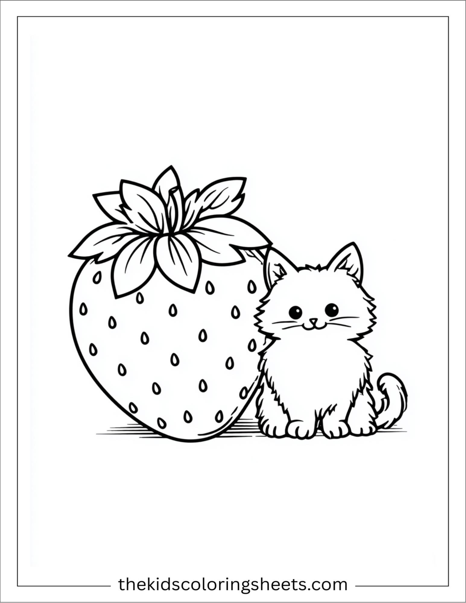 Strawberry with pet cat