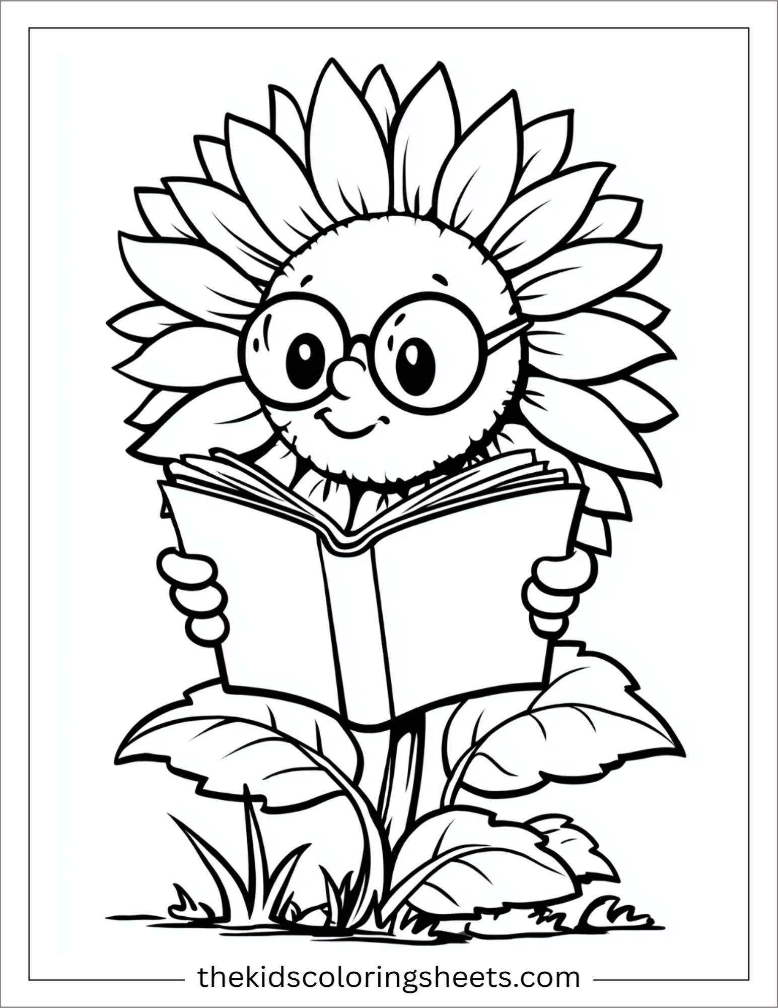 Sunflower Reading a Book