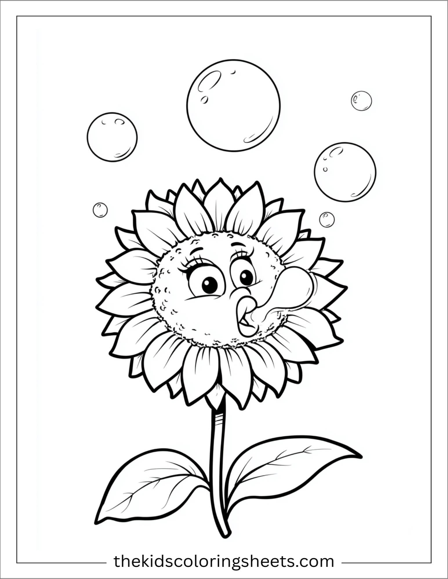Sunflower blowing bubbl