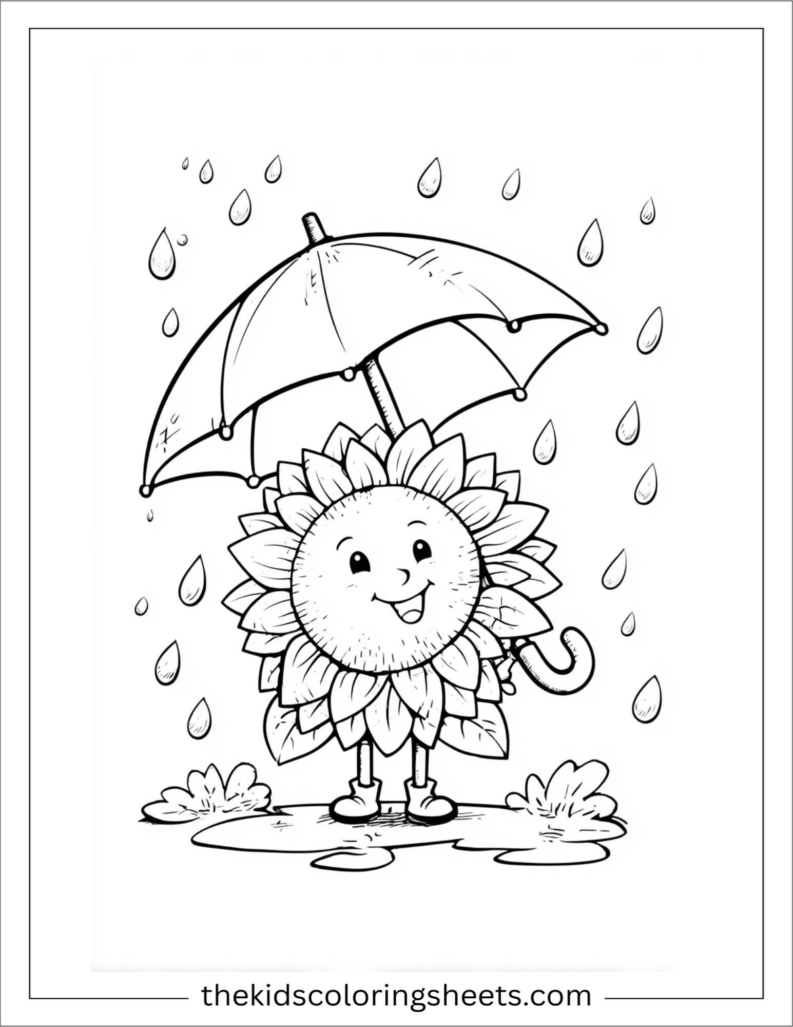 Sunflower in a Rain Shower