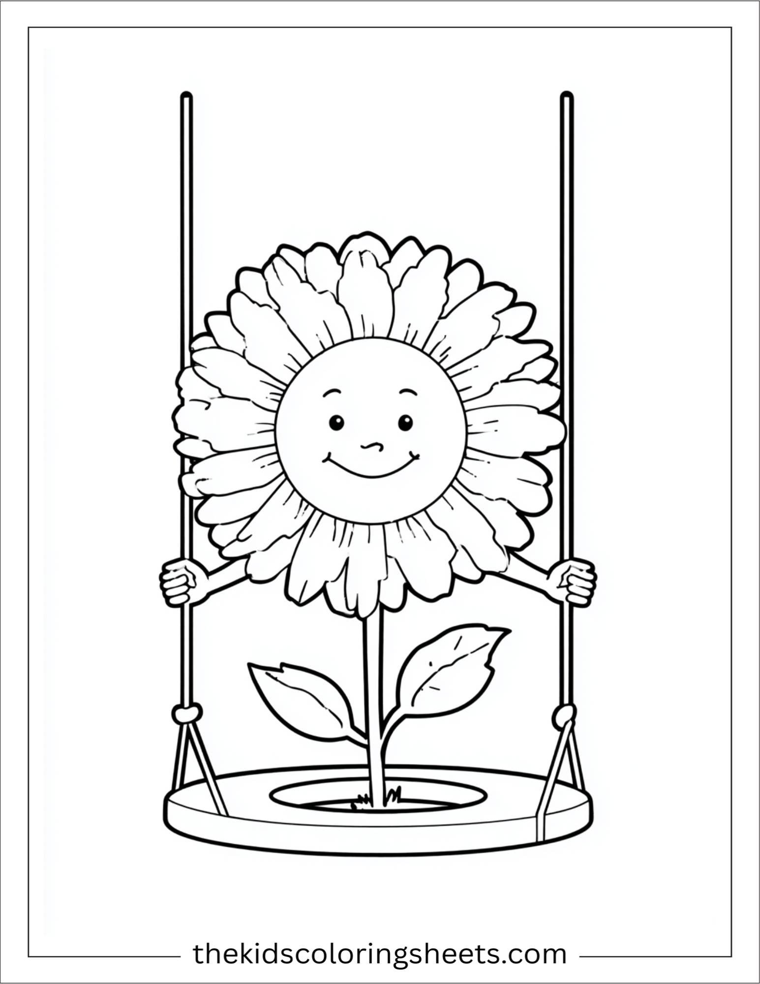 Sunflower swinging on a tire swing