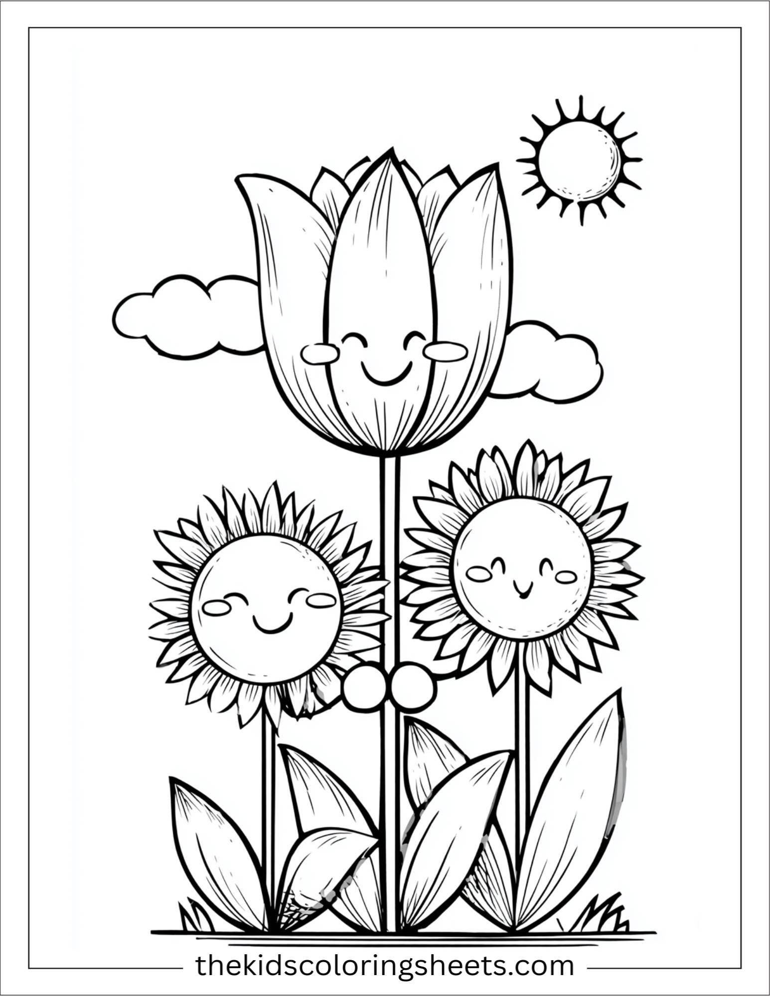 Tulip holding hands with sunflowers