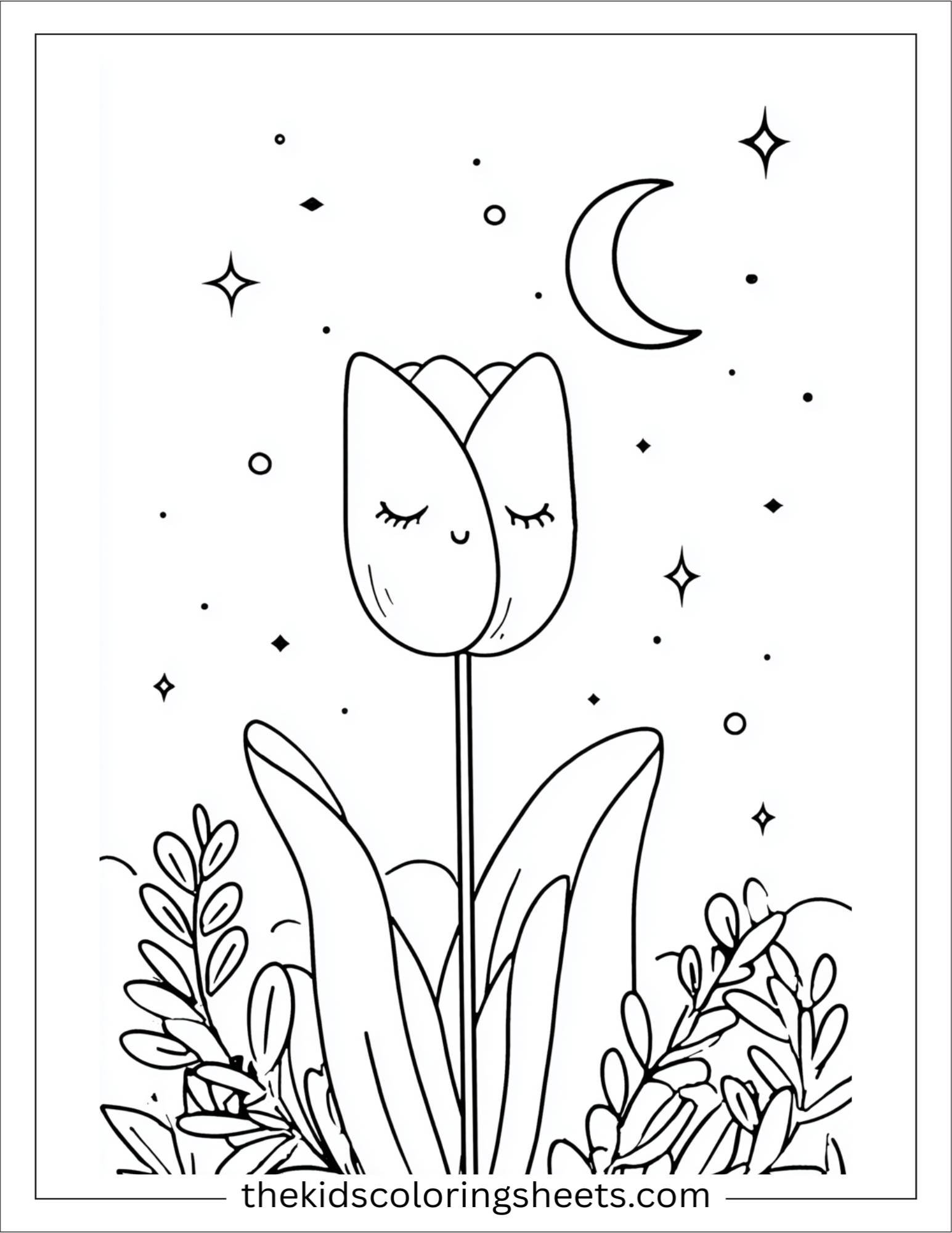 Tulip napping under moonlight