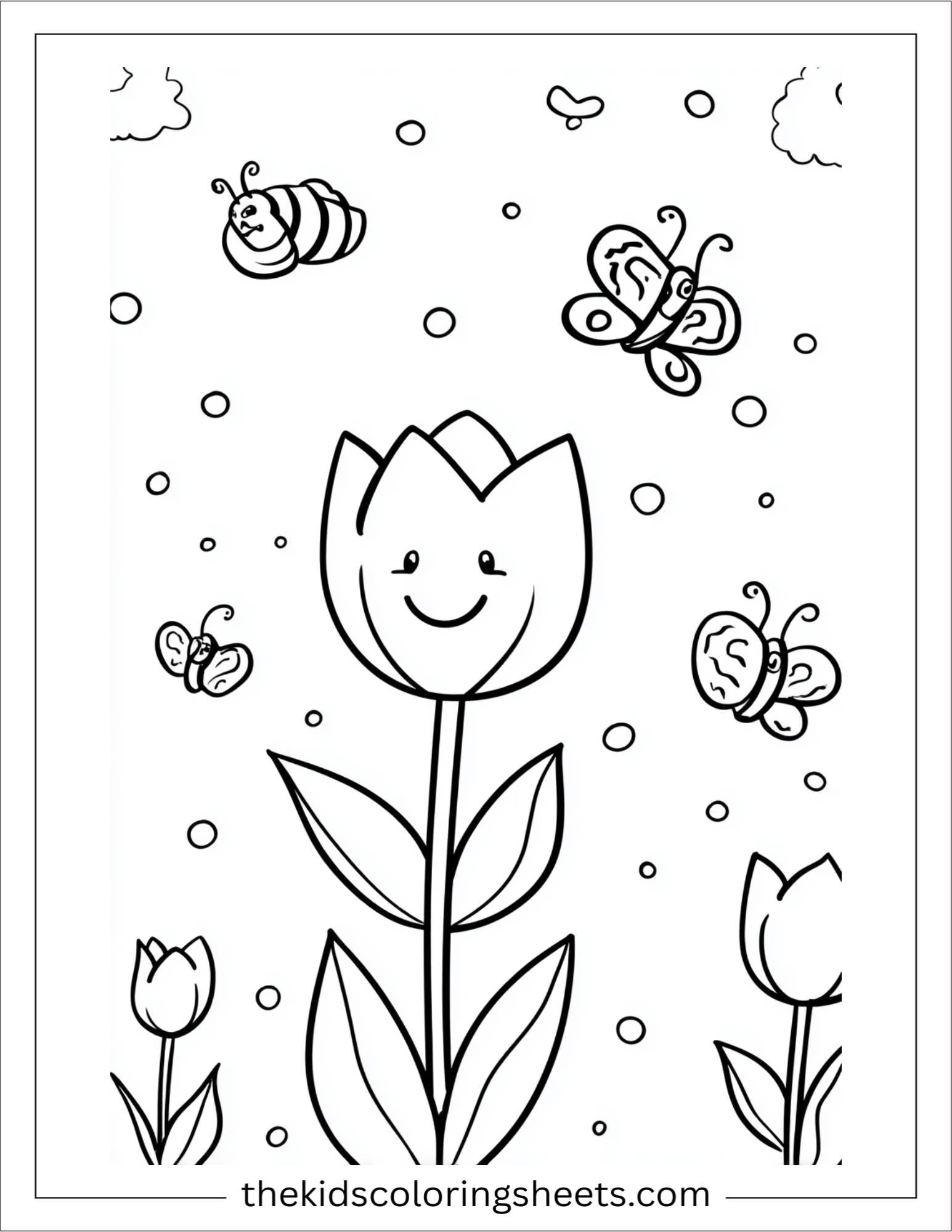 Tulip smiling with butterflies