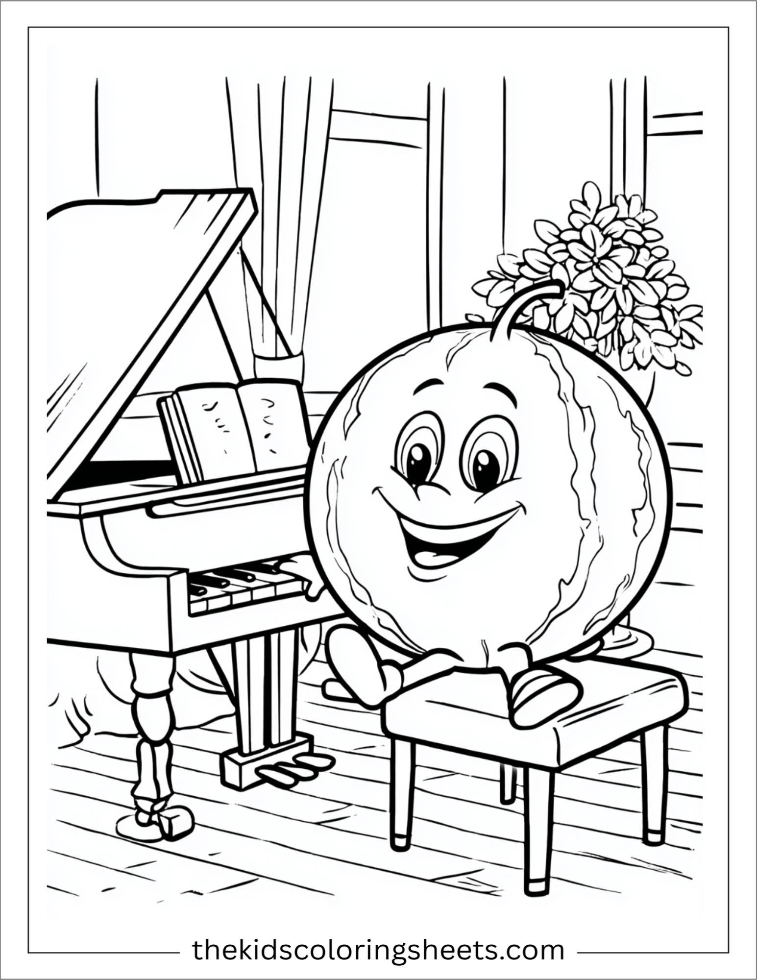 Watermelon playing piano
