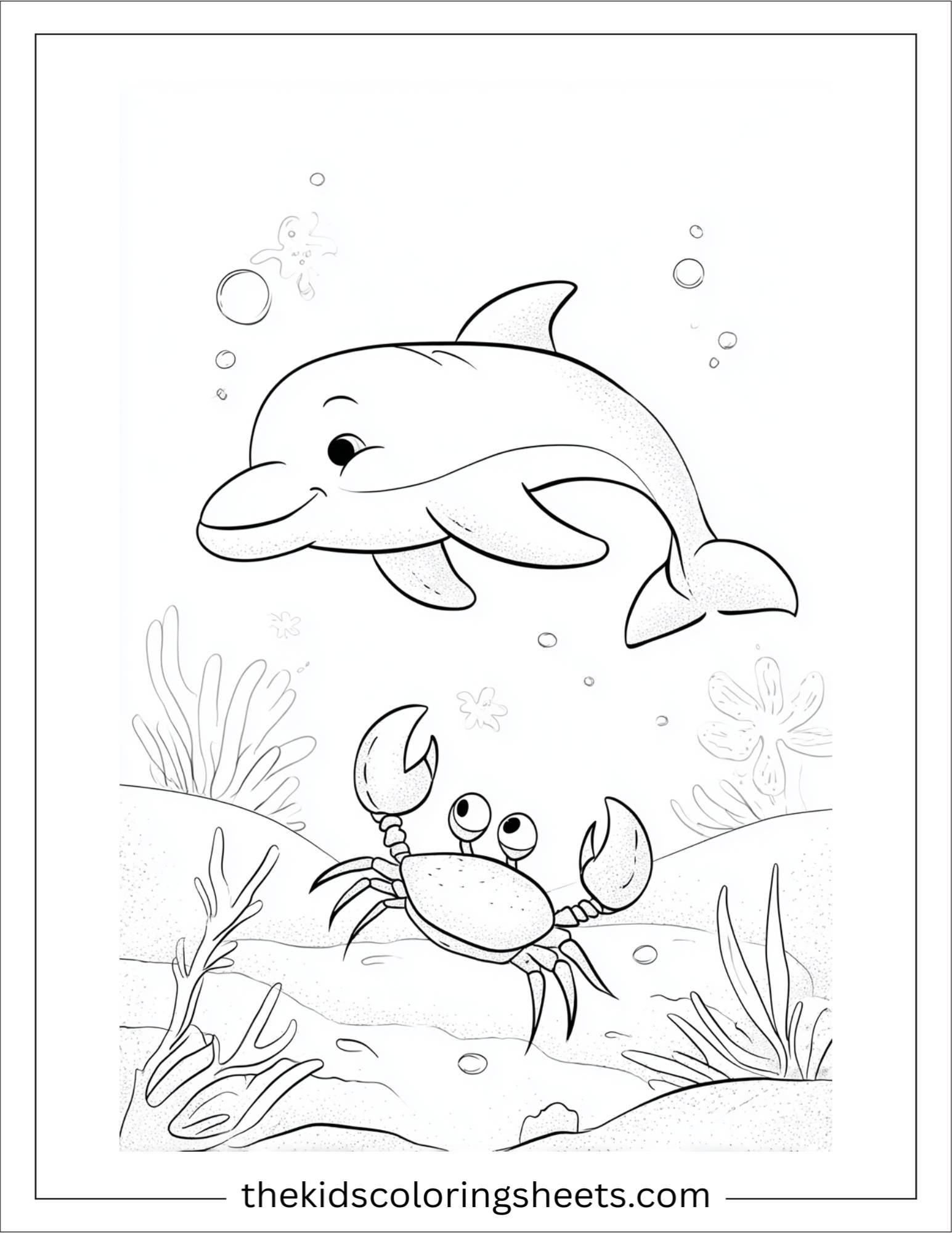 dolphin chasing a crab