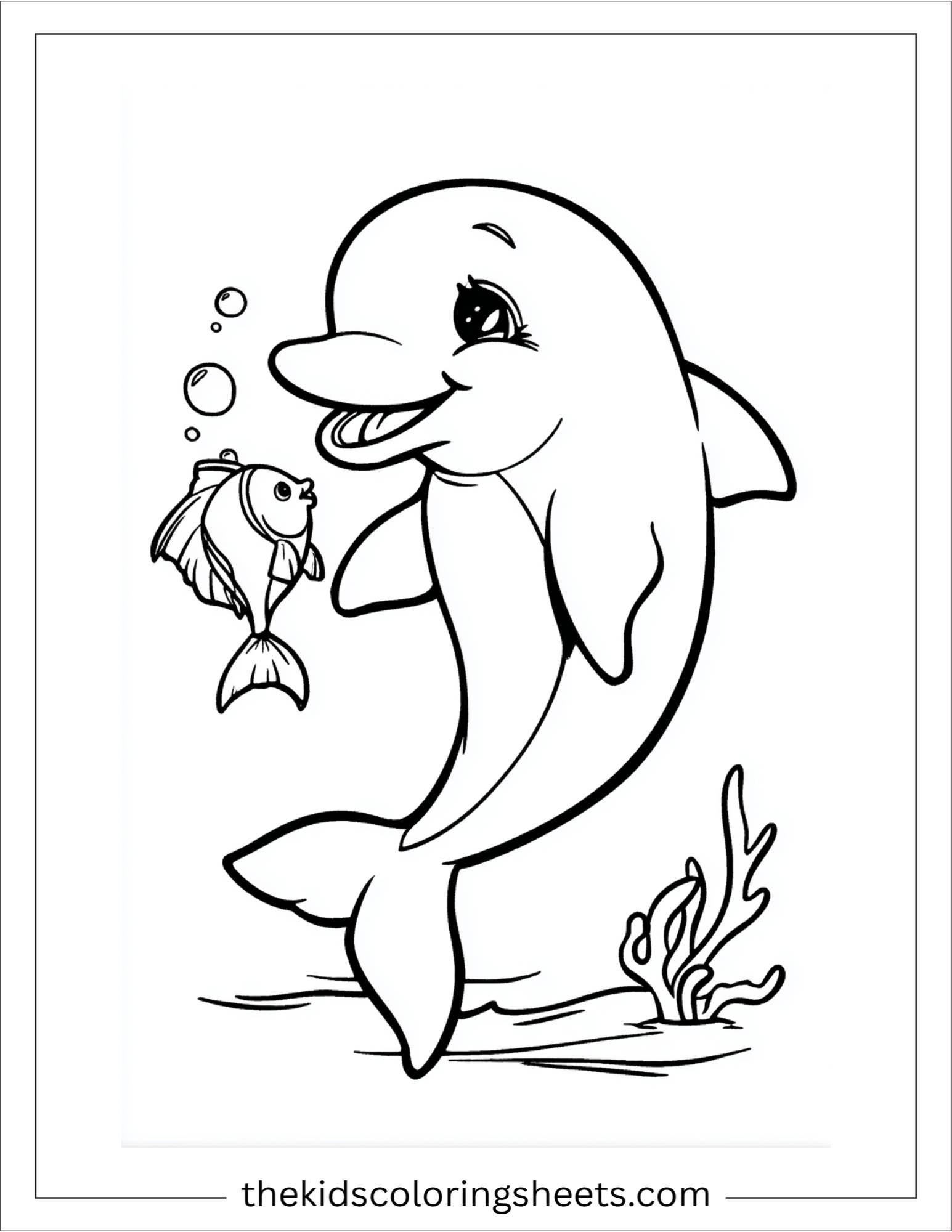 dolphin smiling at a fish