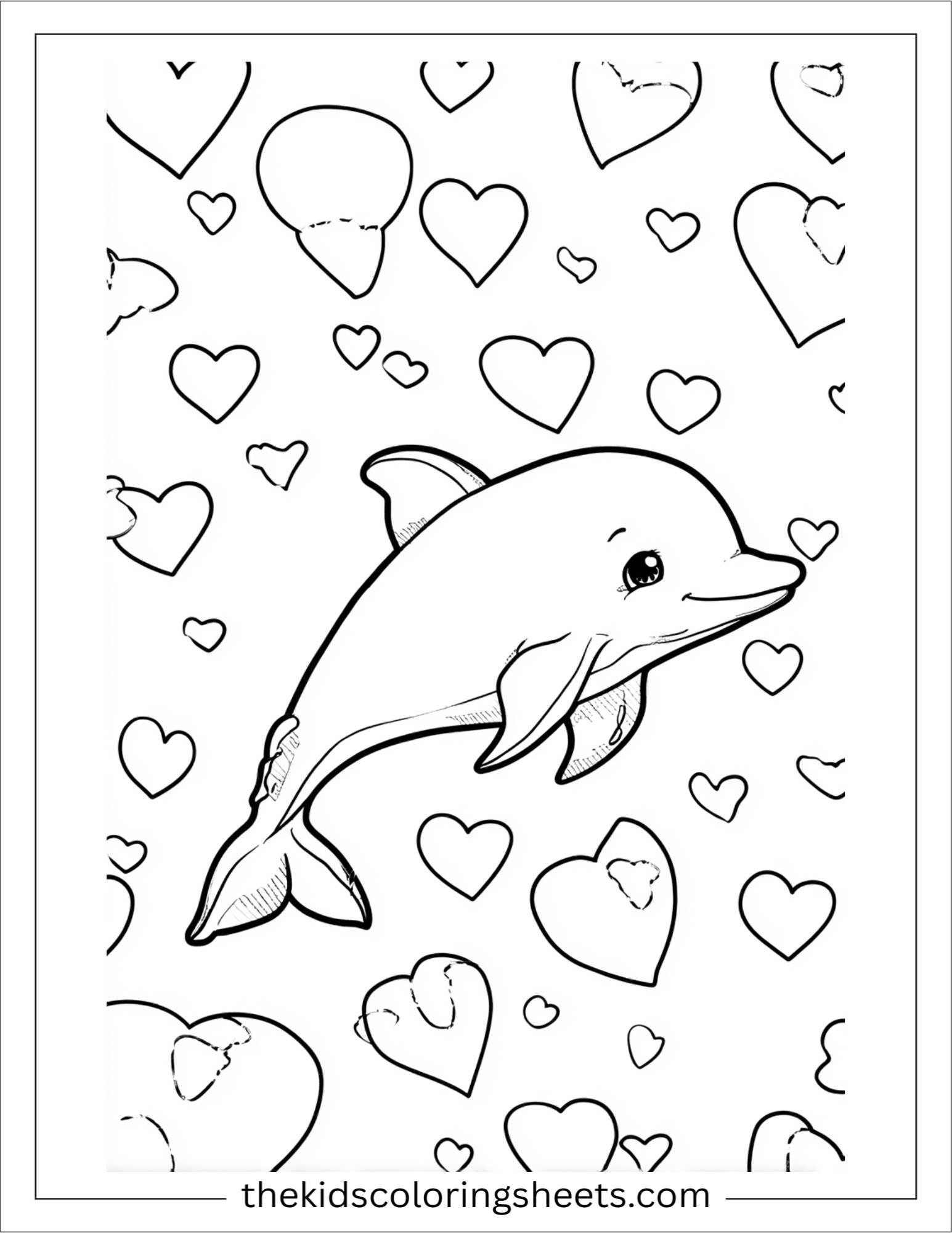 dolphin surrounded by hearts