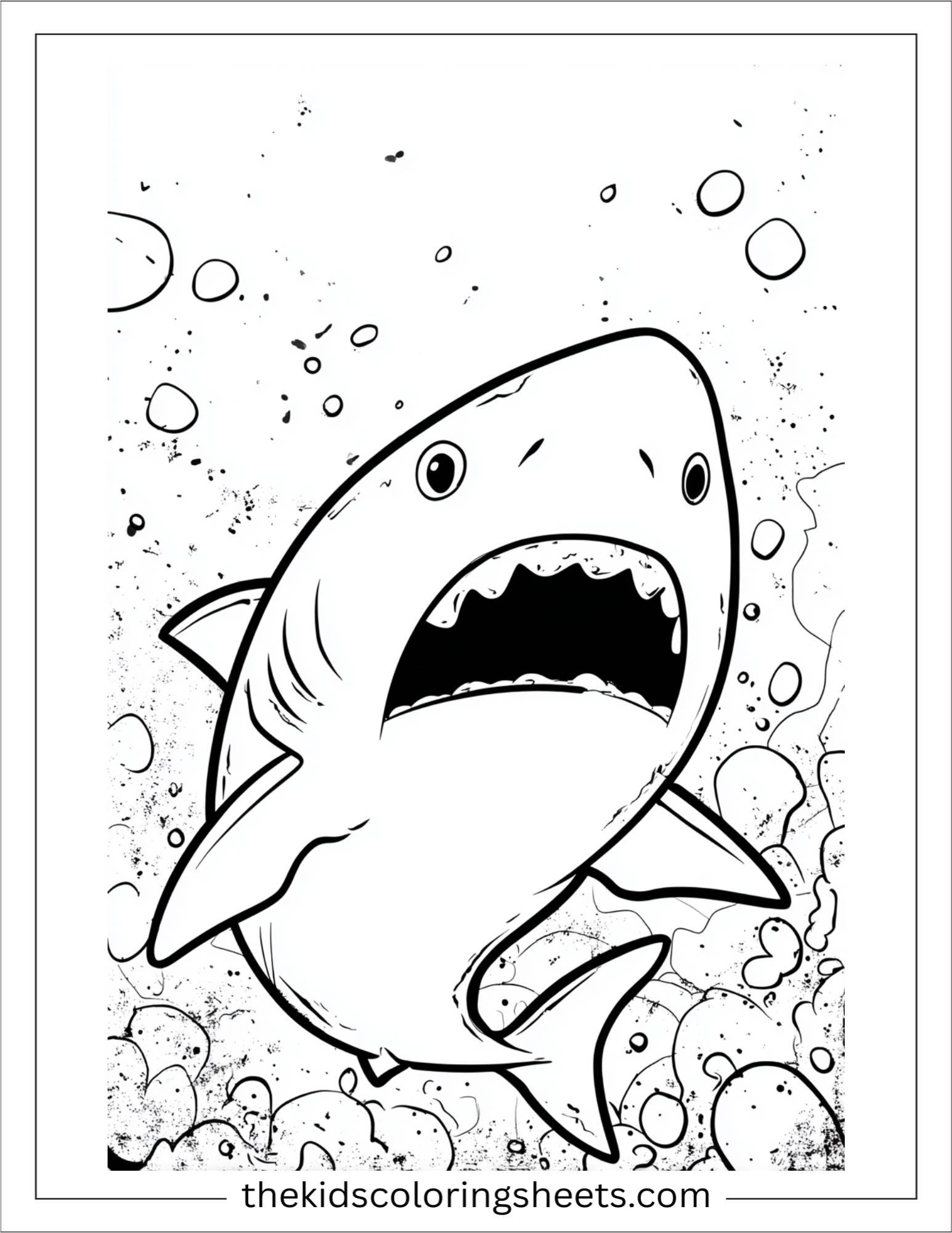 kids coloring sheet of Shark looking surprised