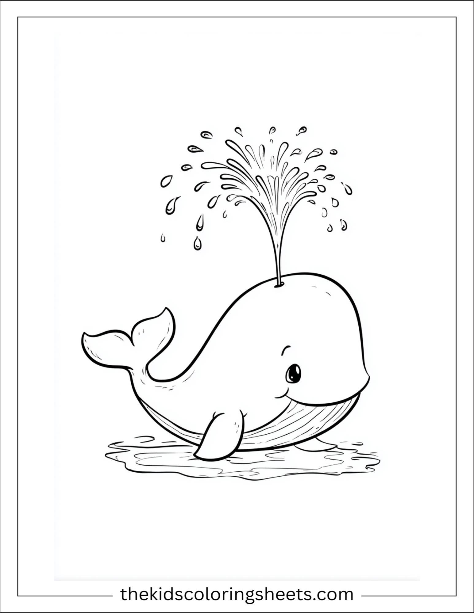 kids coloring sheet of Whale blowing water fountain