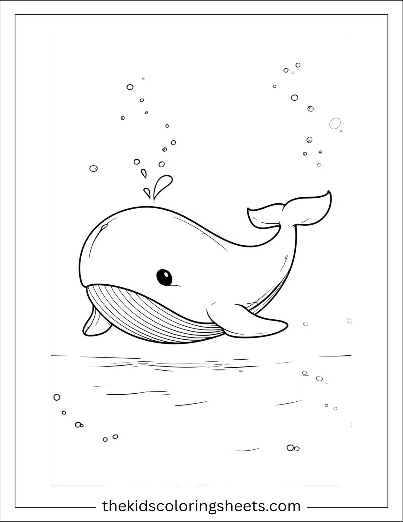 kids coloring sheet of Whale doing somersault