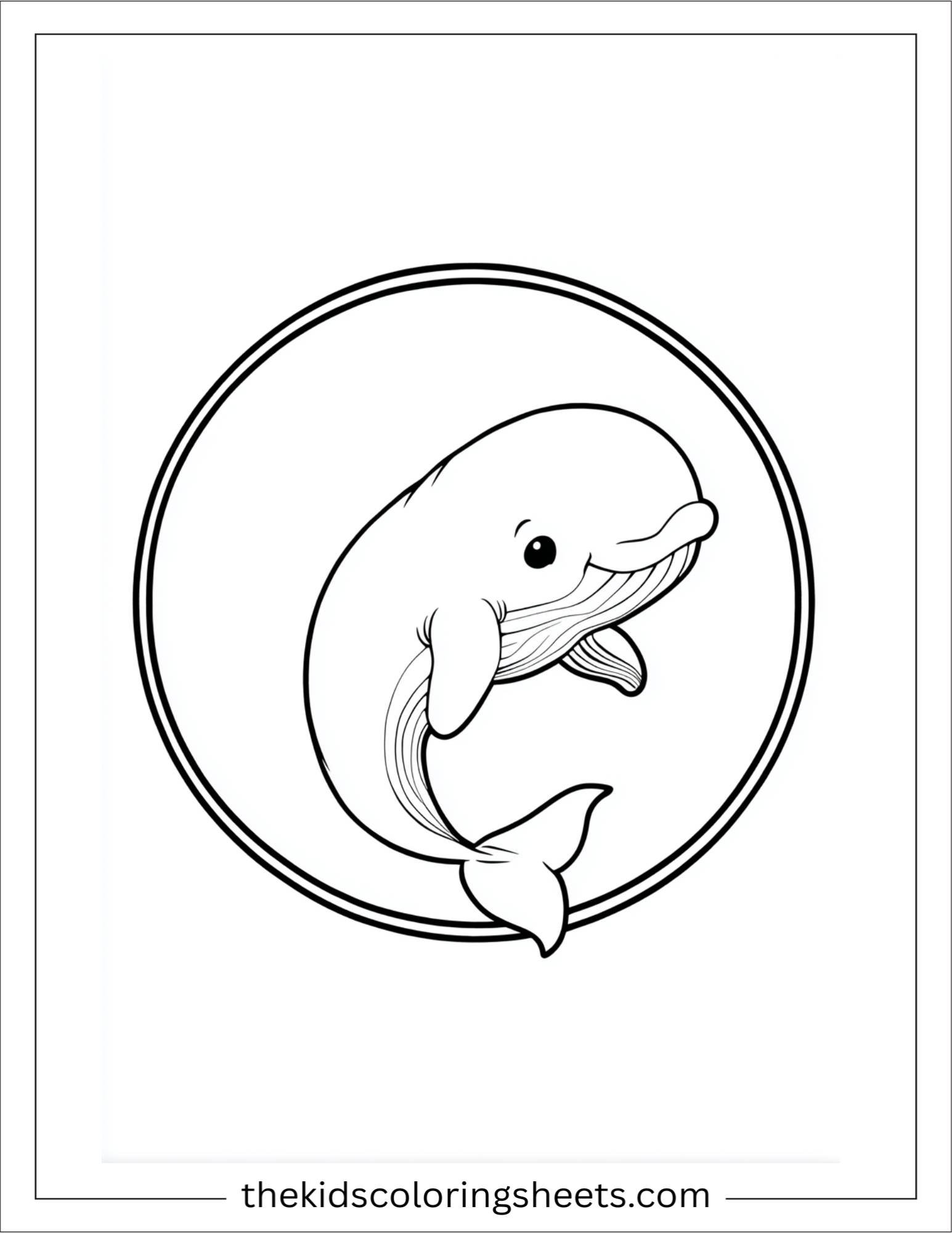 kids coloring sheet of Whale jumping through hoop