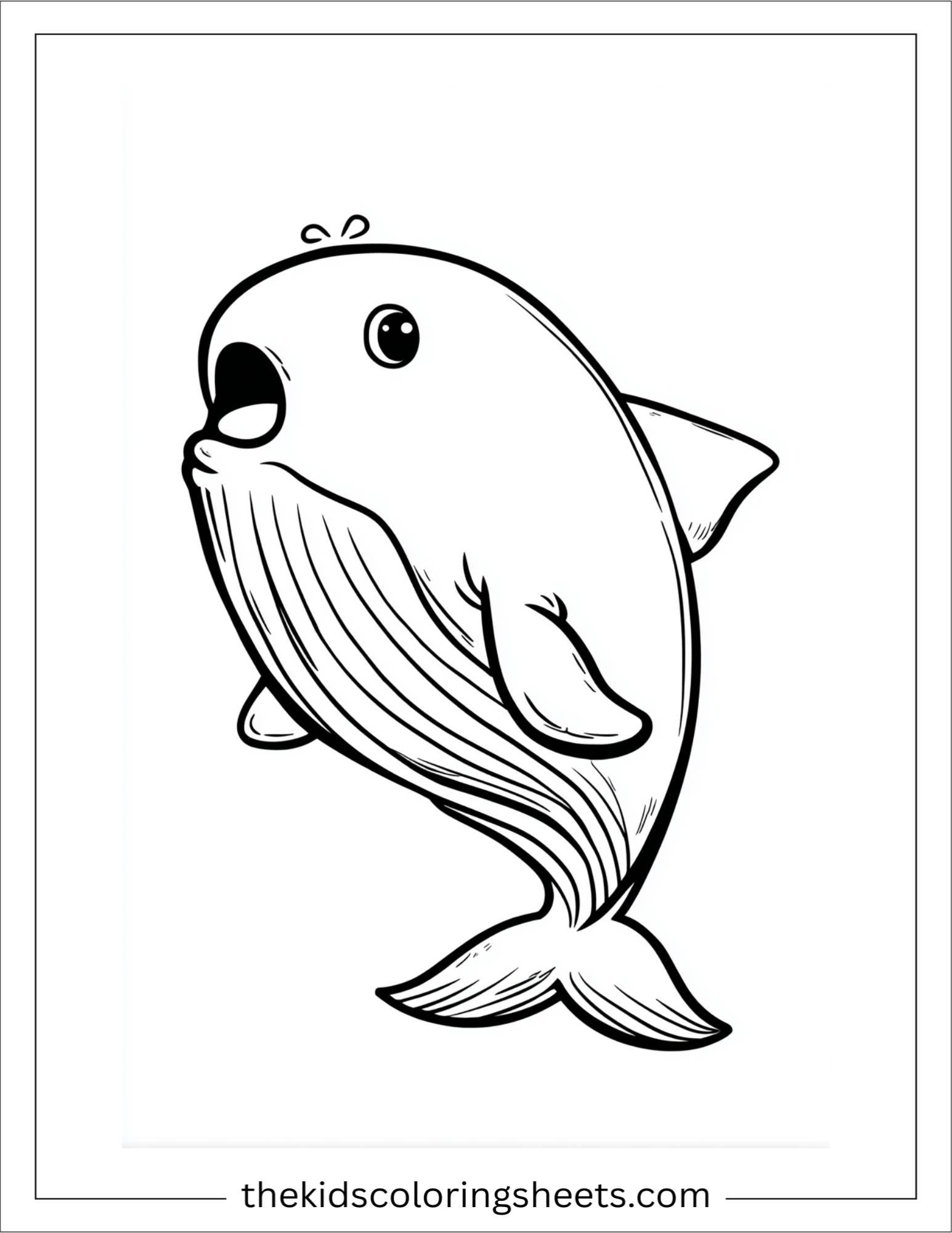 kids coloring sheet of Whale looking surprised