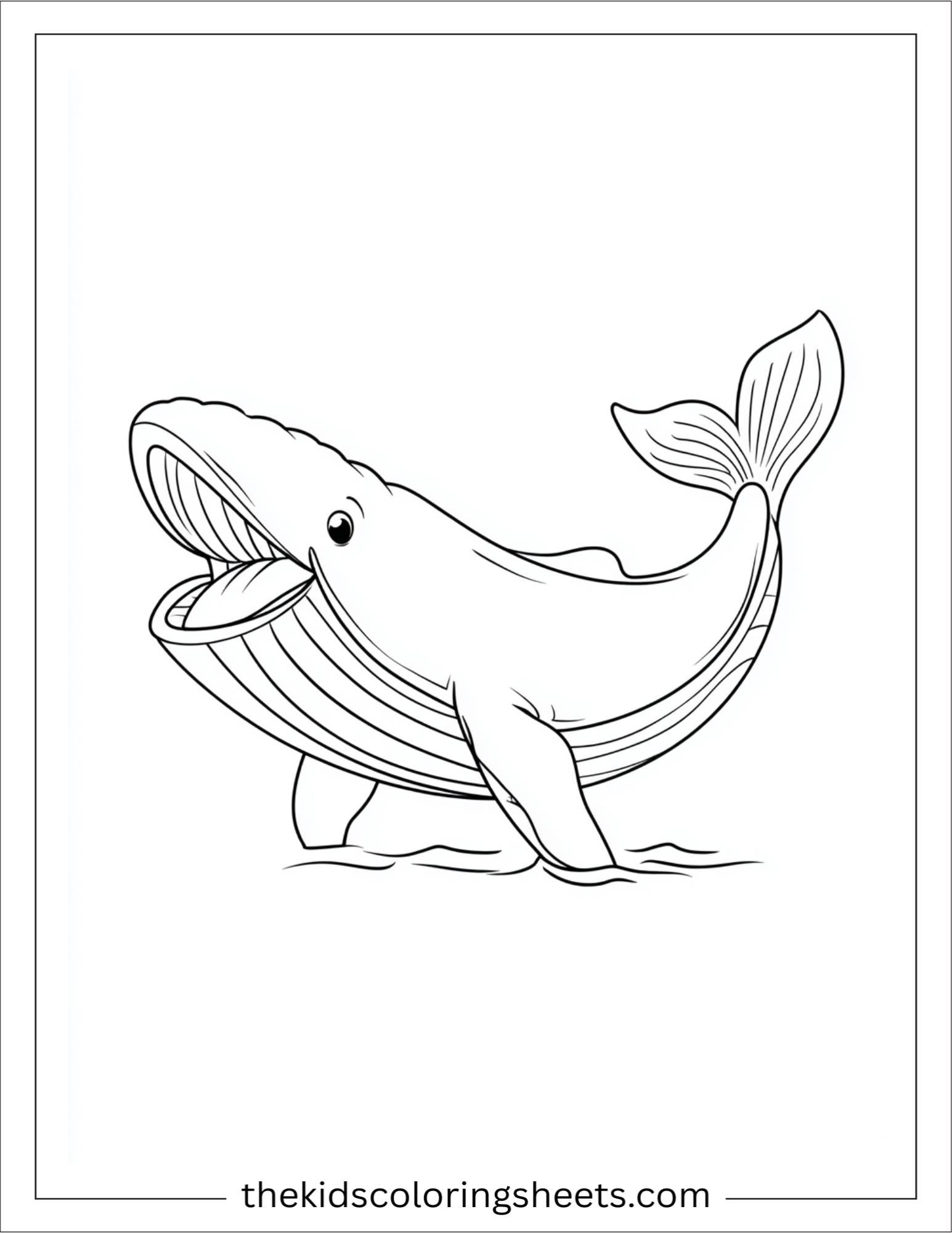 kids coloring sheet of Whale singing with open mouth