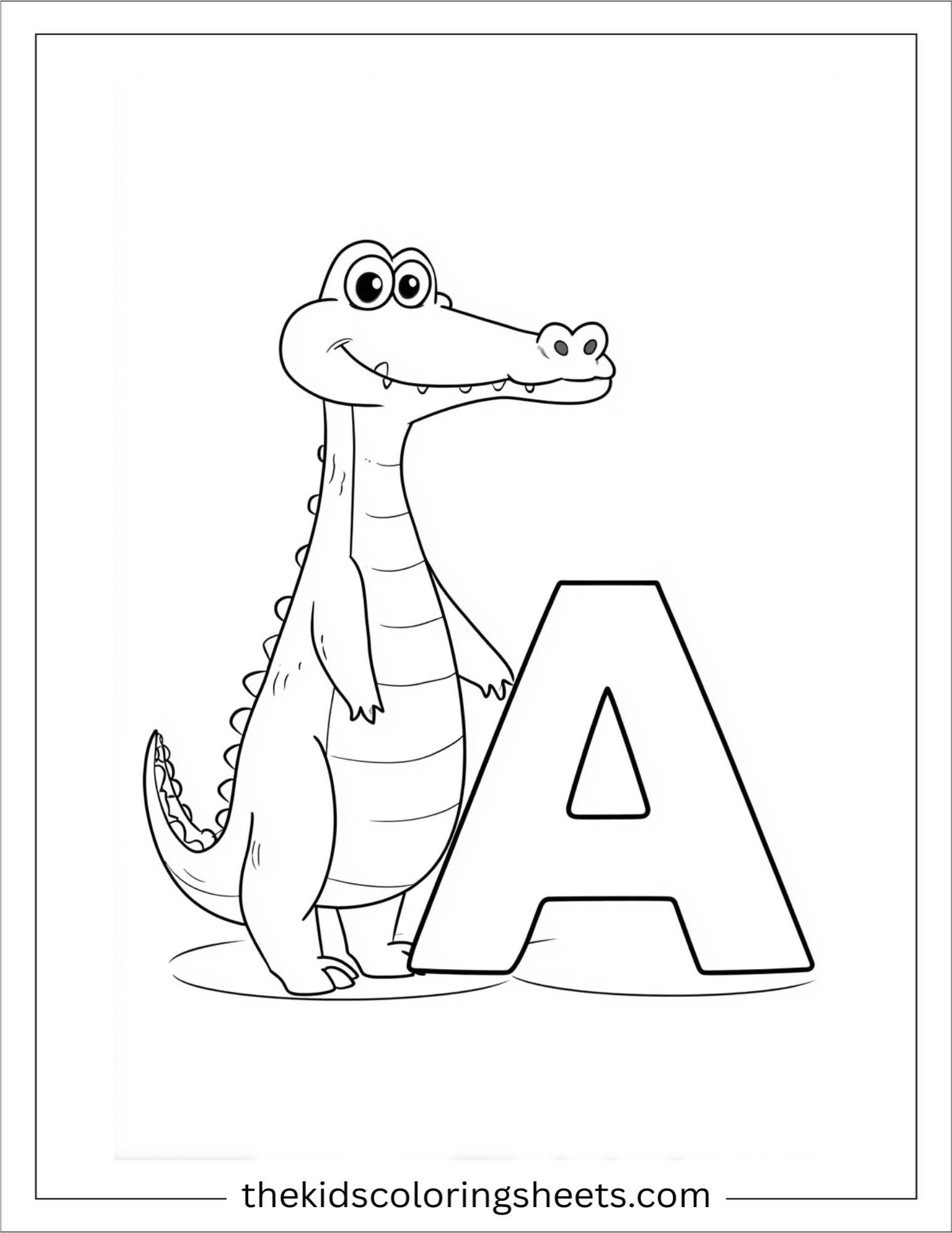 alphabet A alligator coloring page