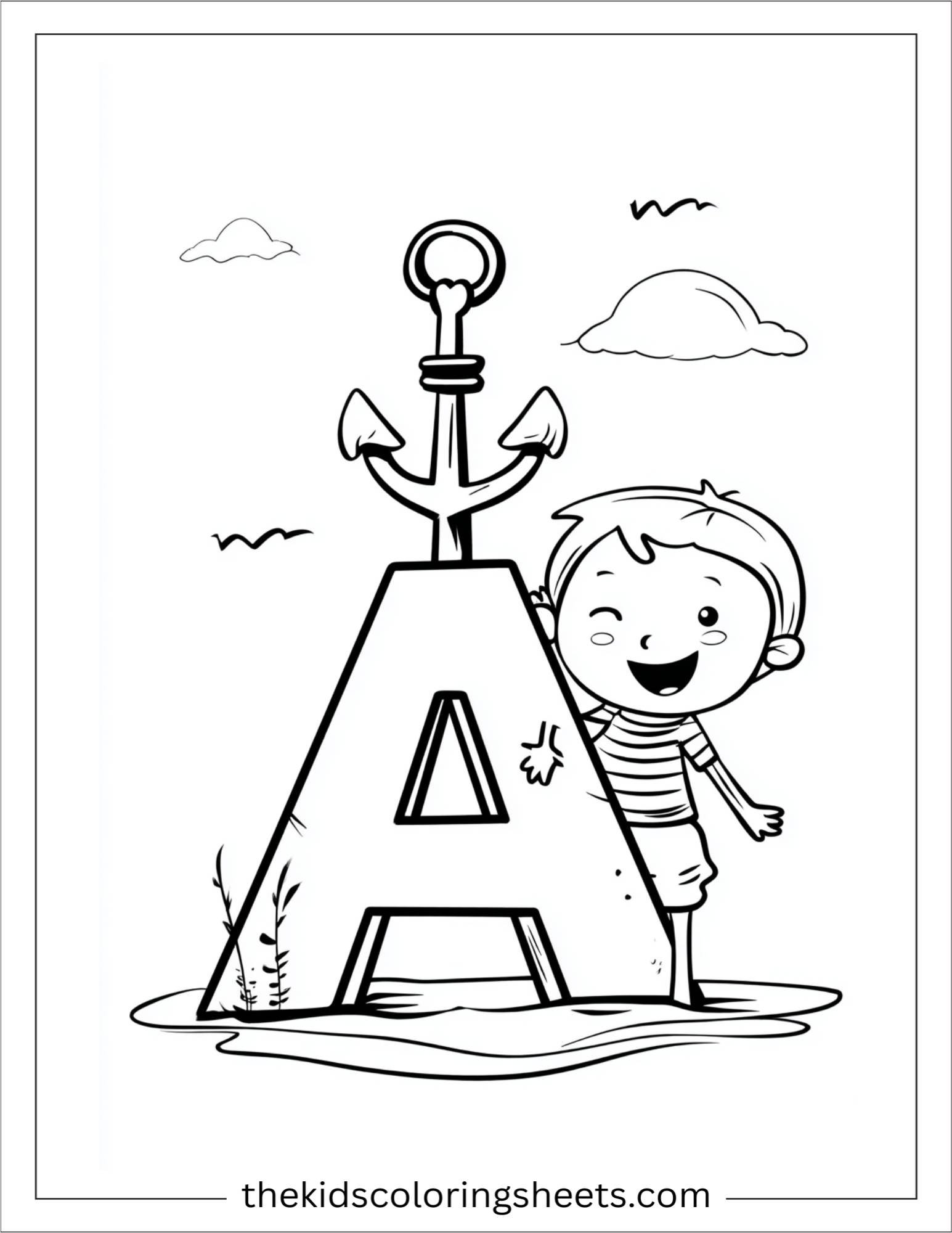 alphabet A anchor coloring page