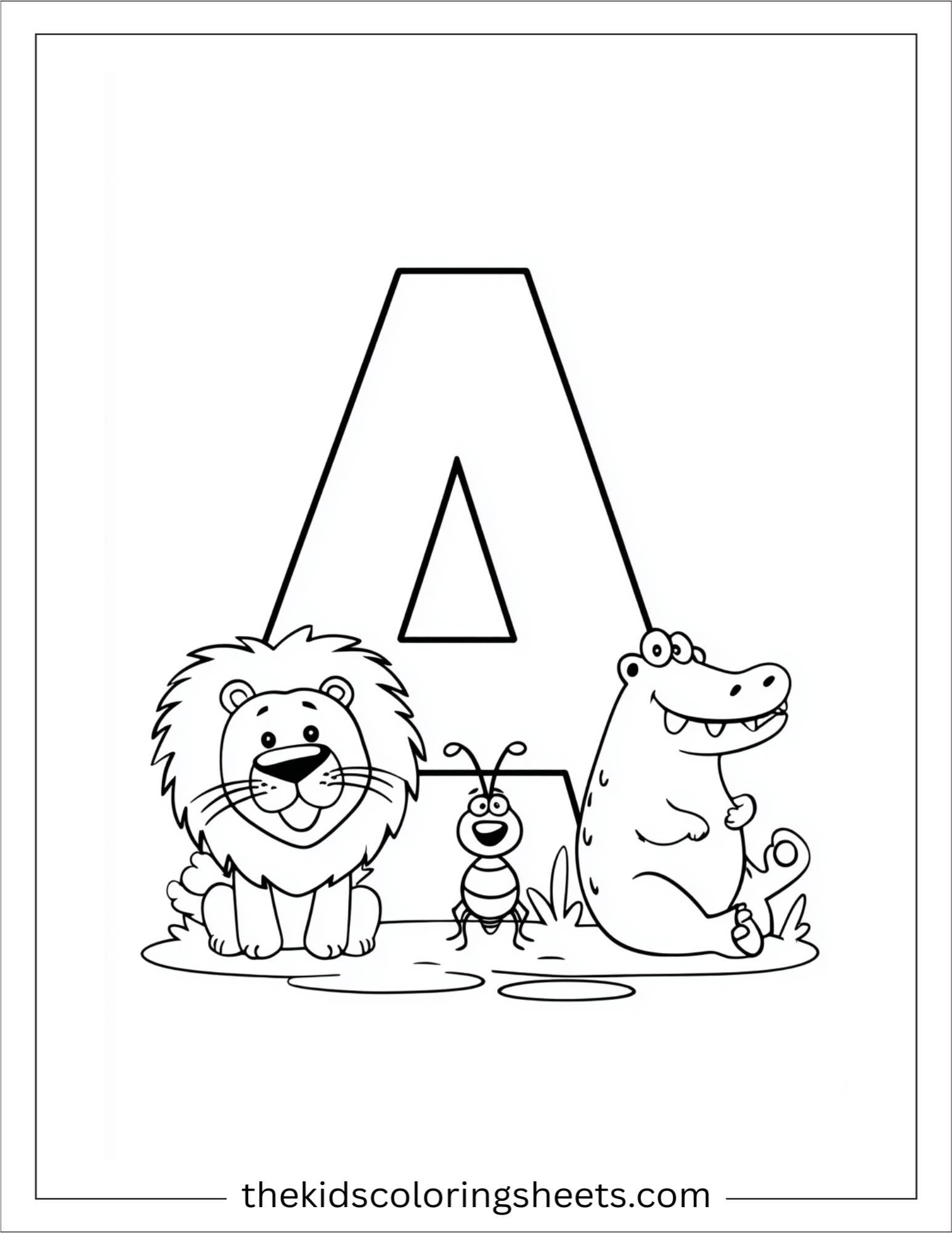 alphabet A animal alphabet coloring page