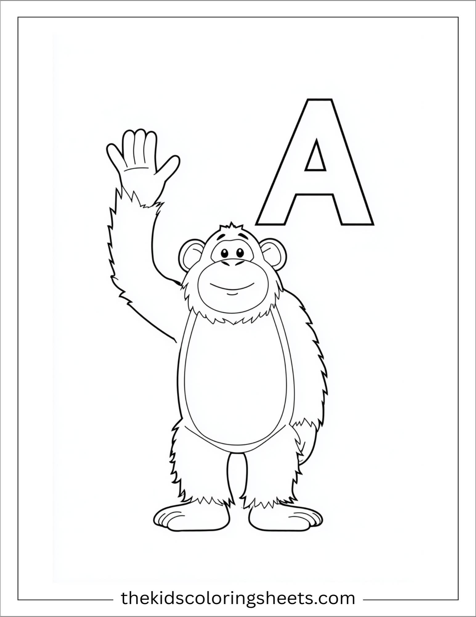 alphabet A ape coloring page
