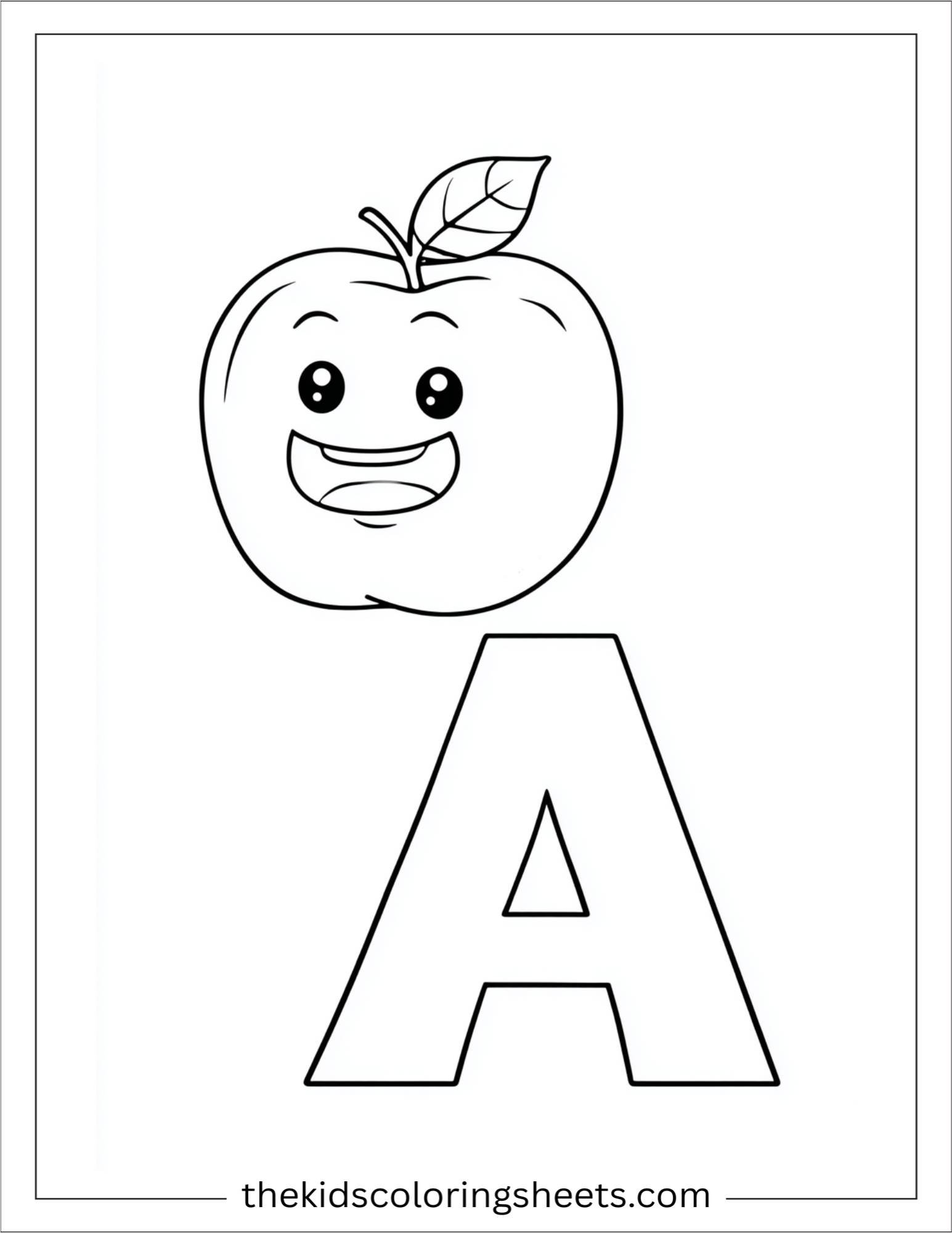 alphabet A apple coloring page