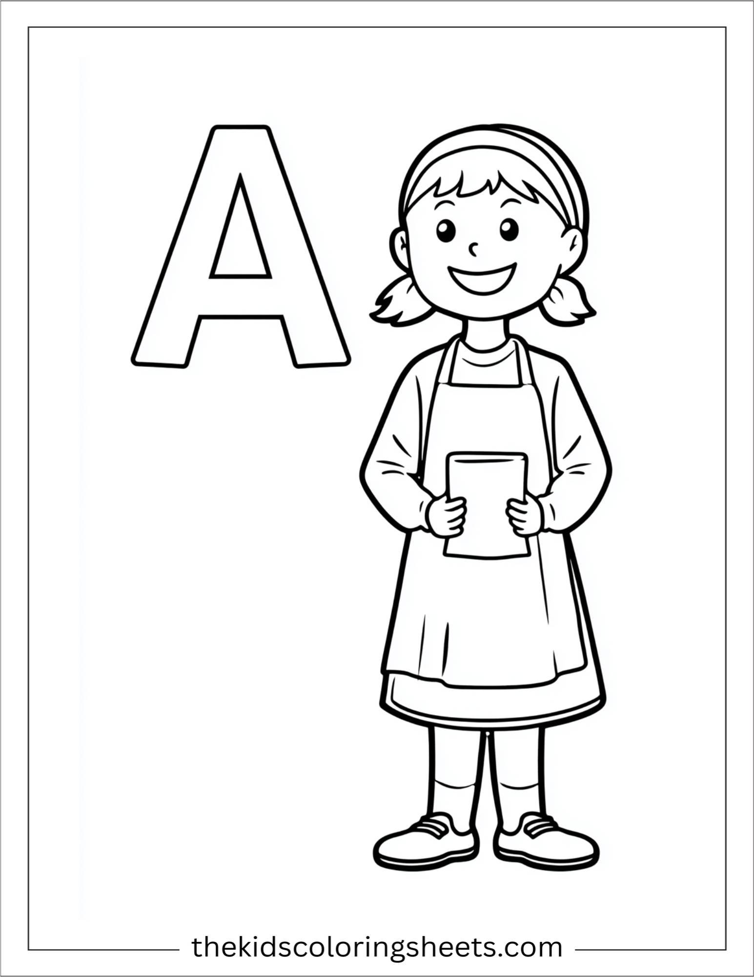 alphabet A apron coloring page