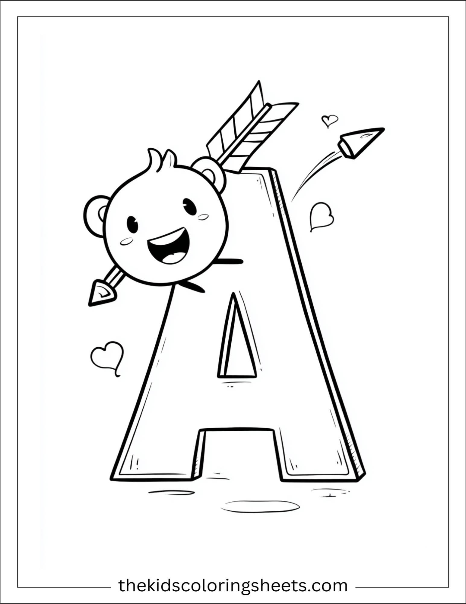 alphabet A arrow coloring page