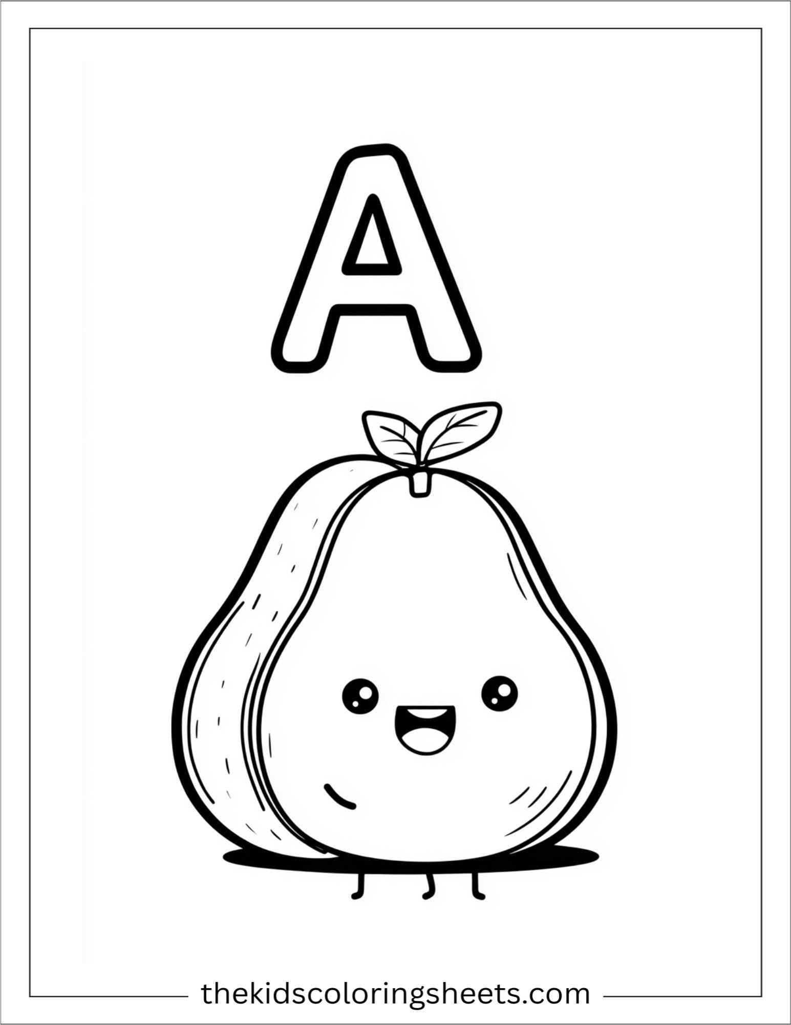alphabet A avocado coloring page