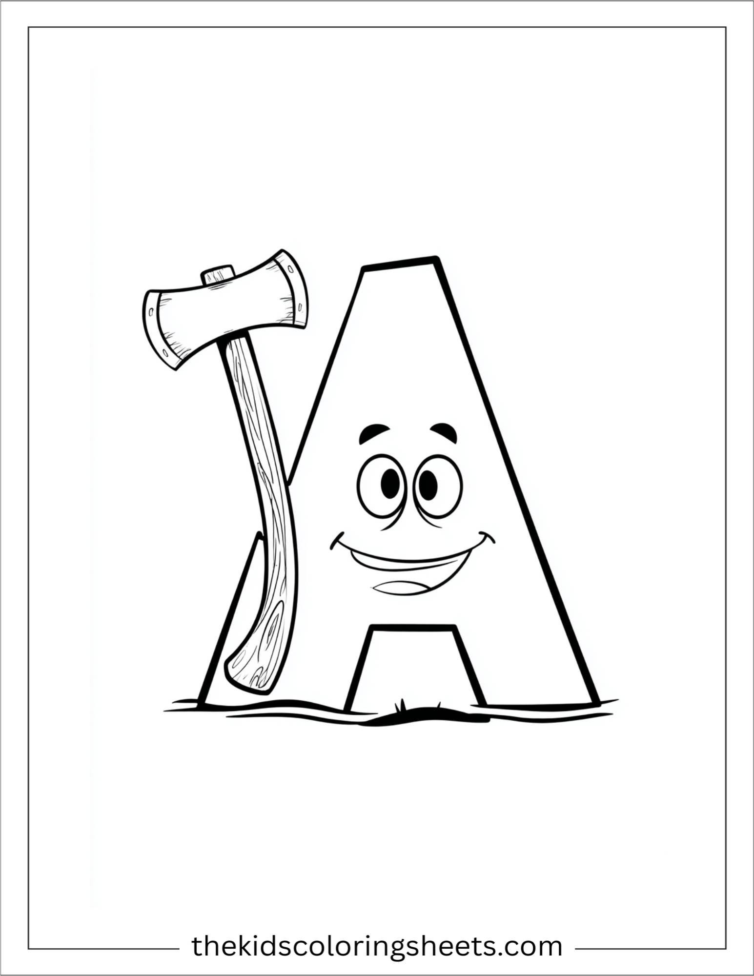 alphabet A axe coloring page