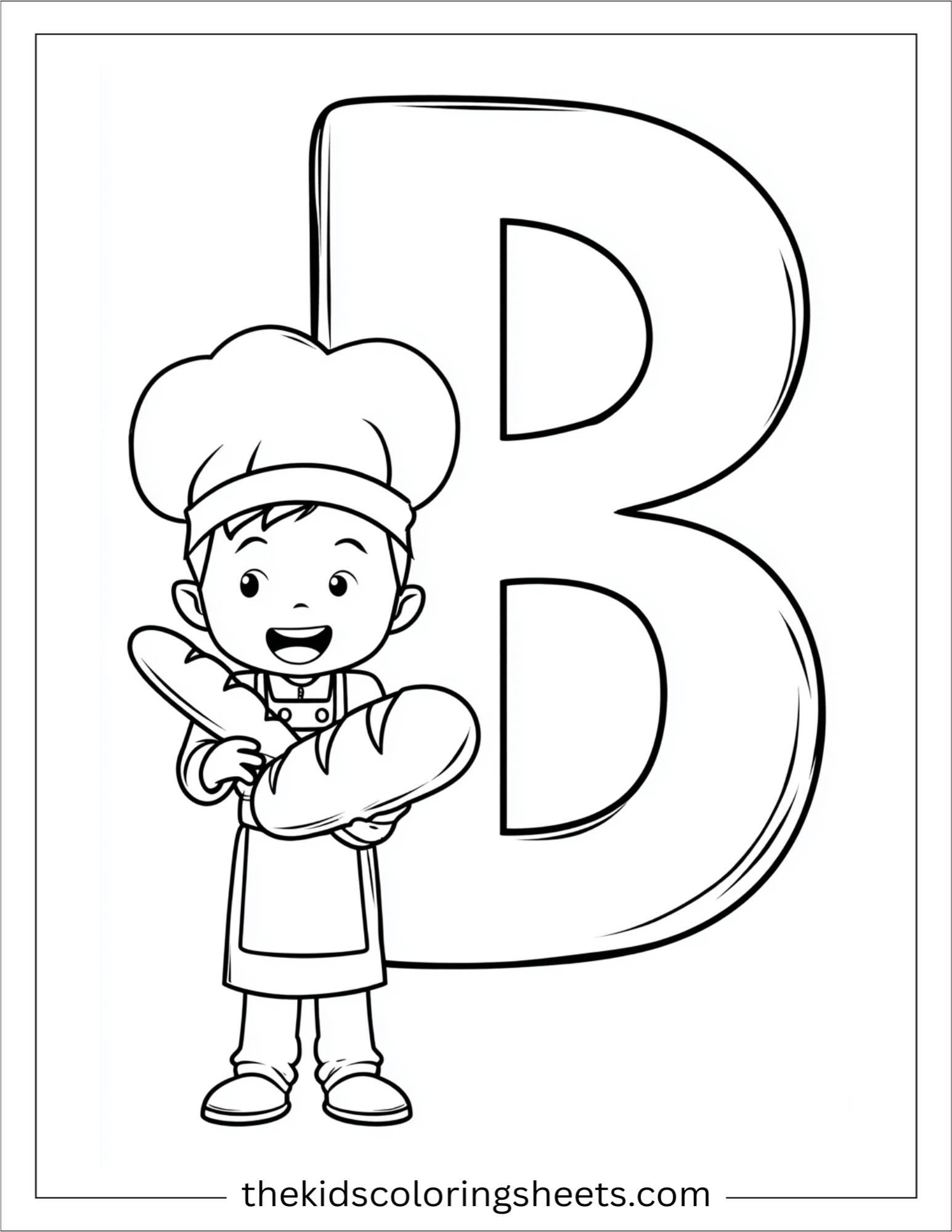 alphabet B bakery coloring page