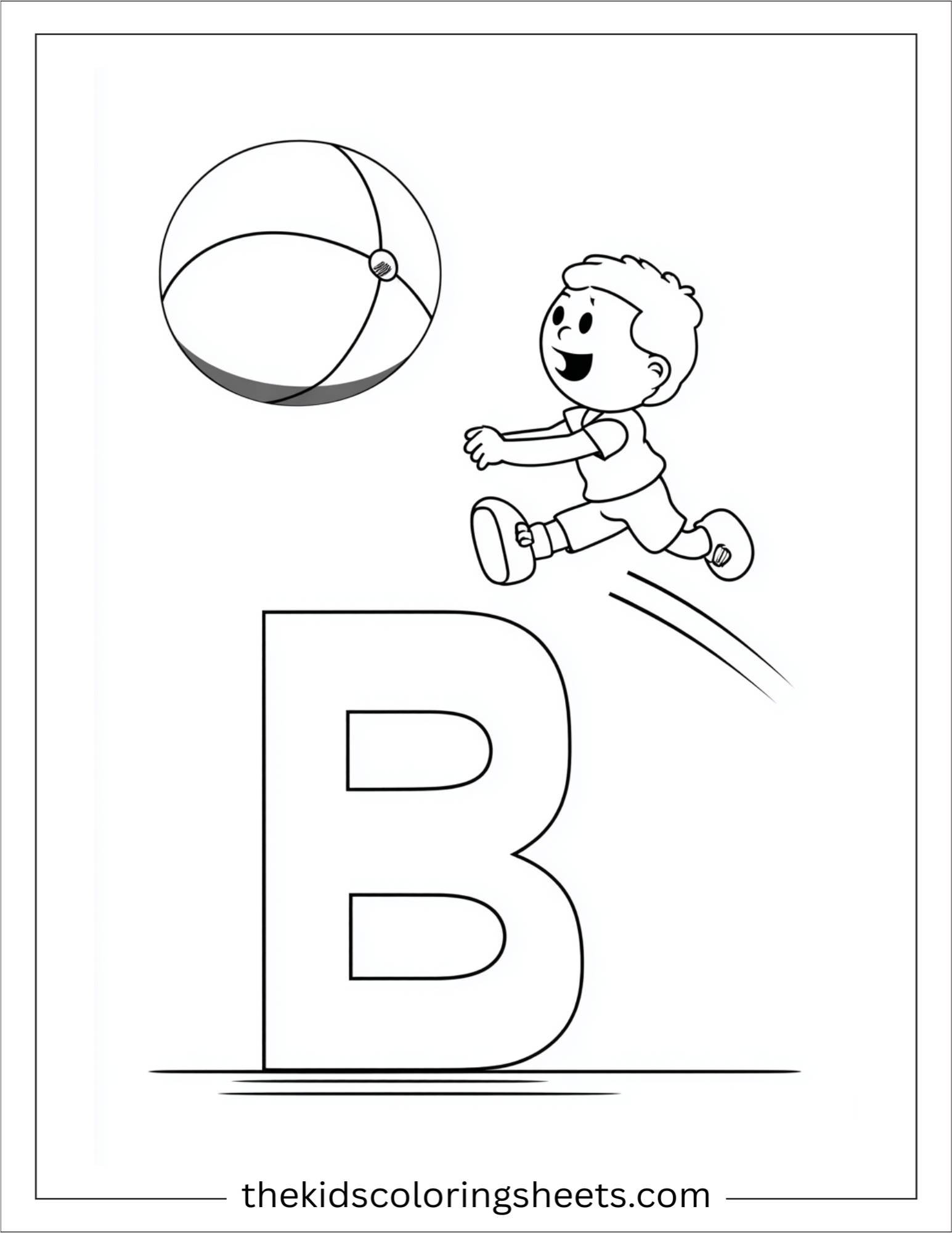 alphabet B ball bounce coloring page