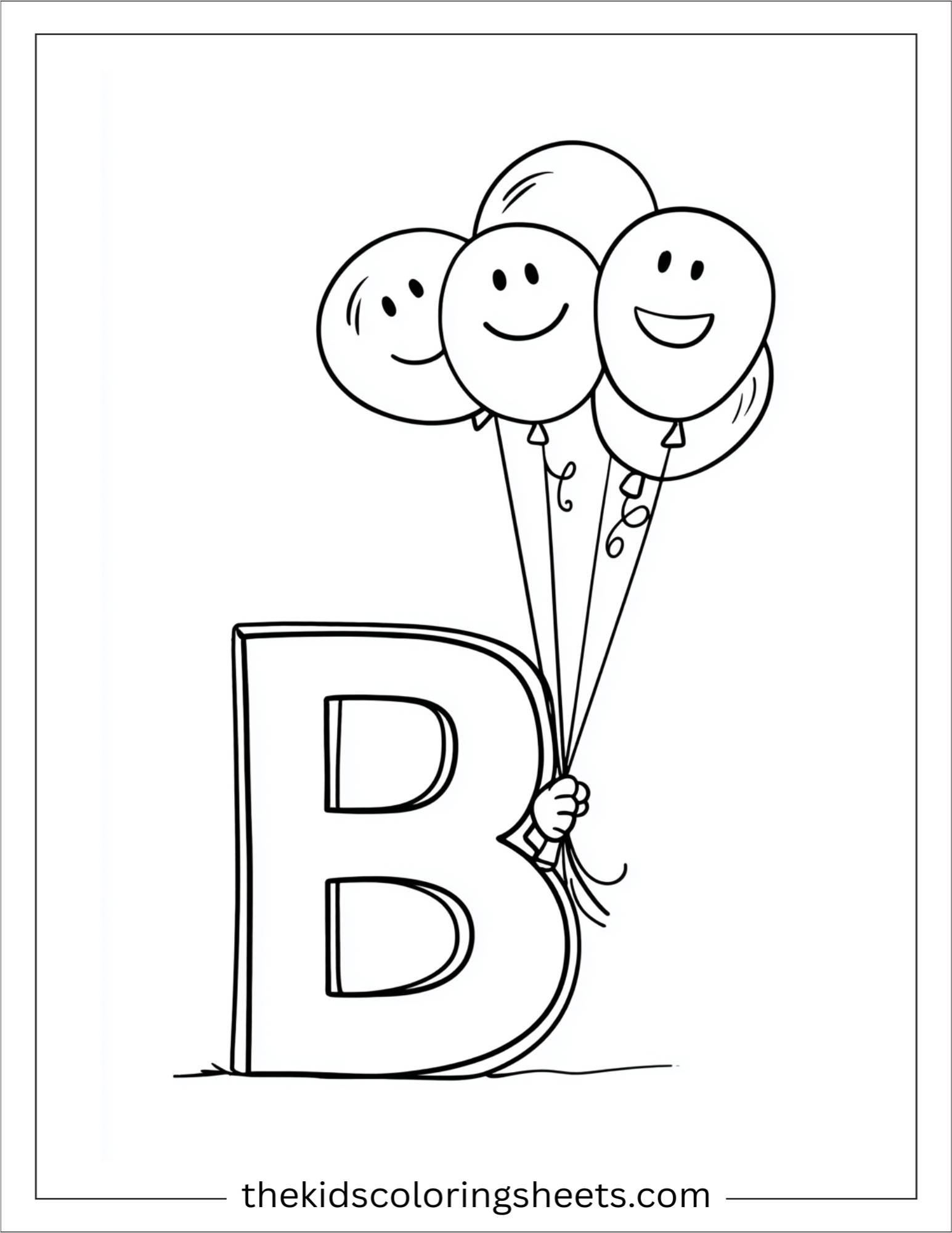 alphabet B balloon coloring page