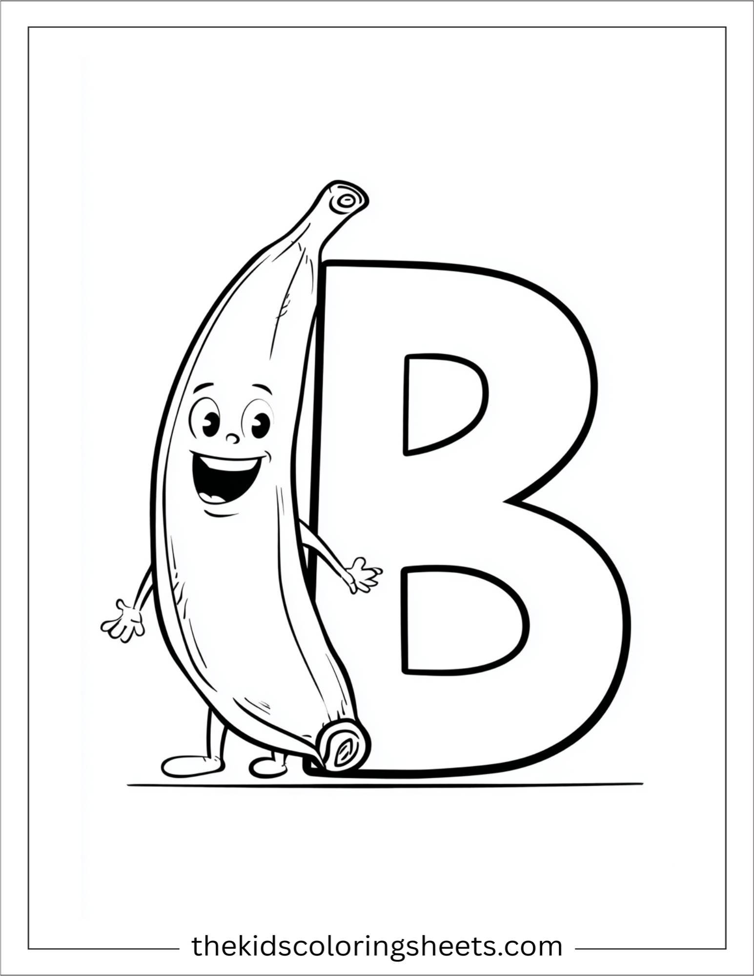 alphabet B banana coloring page