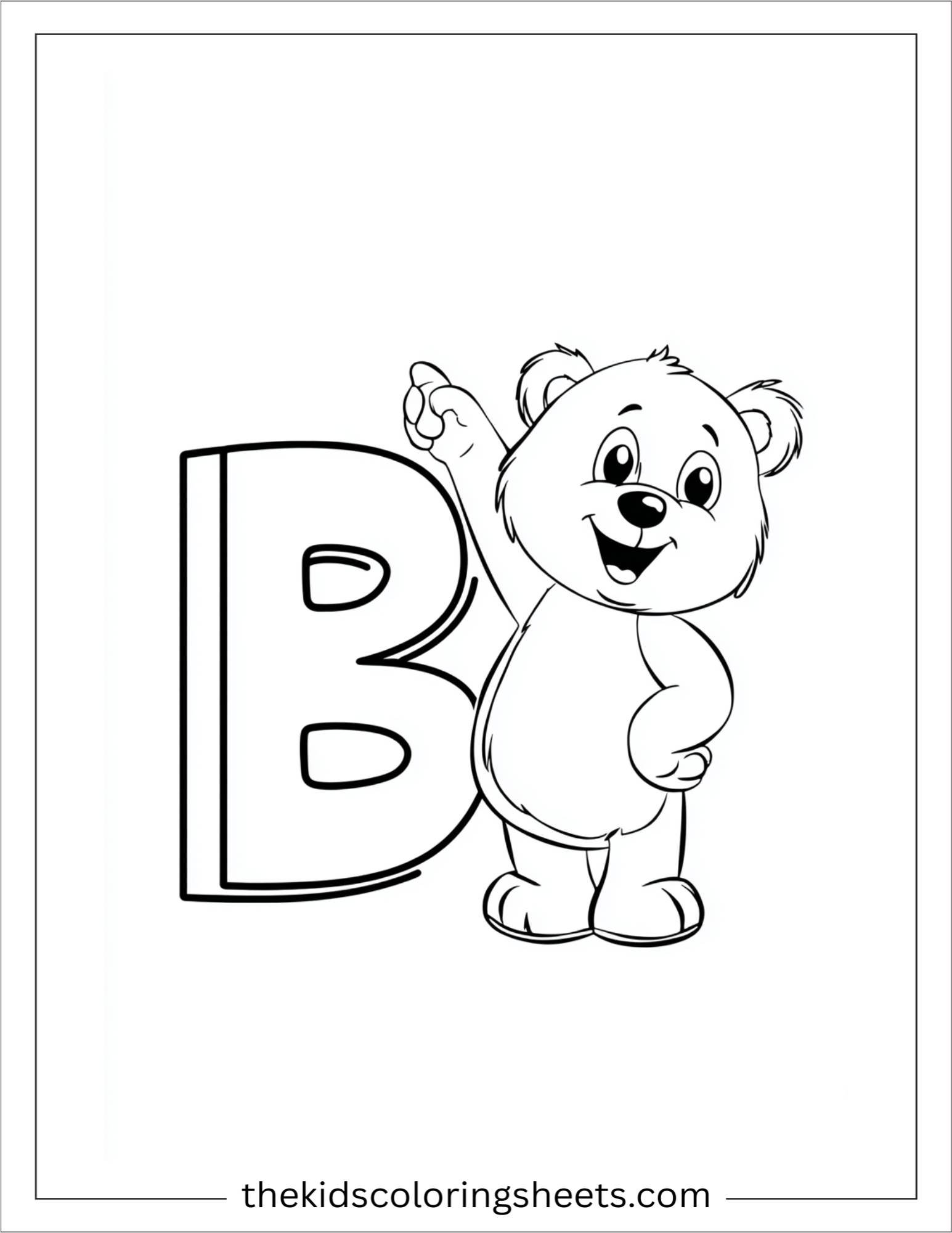 alphabet B bear coloring page