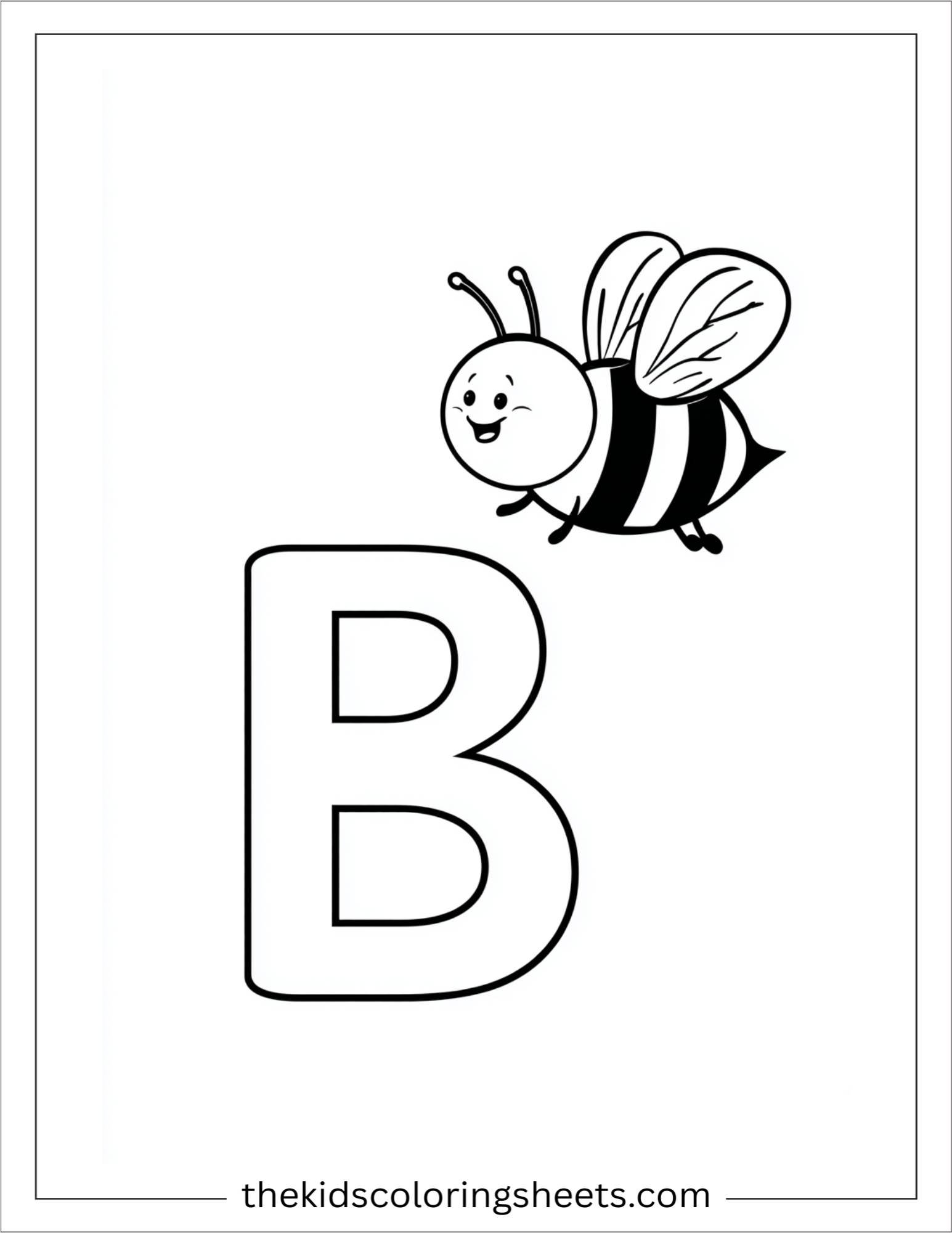 alphabet B bee coloring page