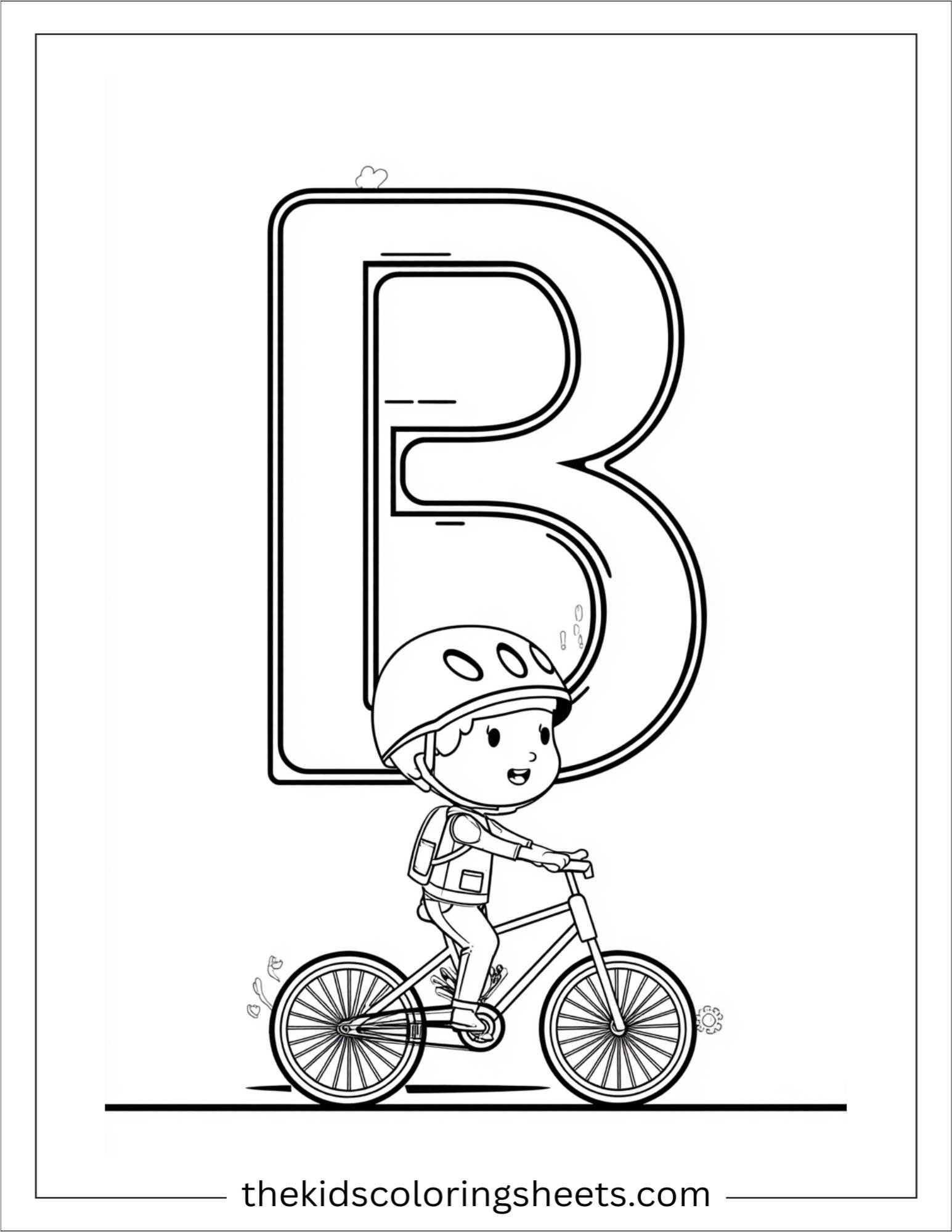 alphabet B bicycle coloring page