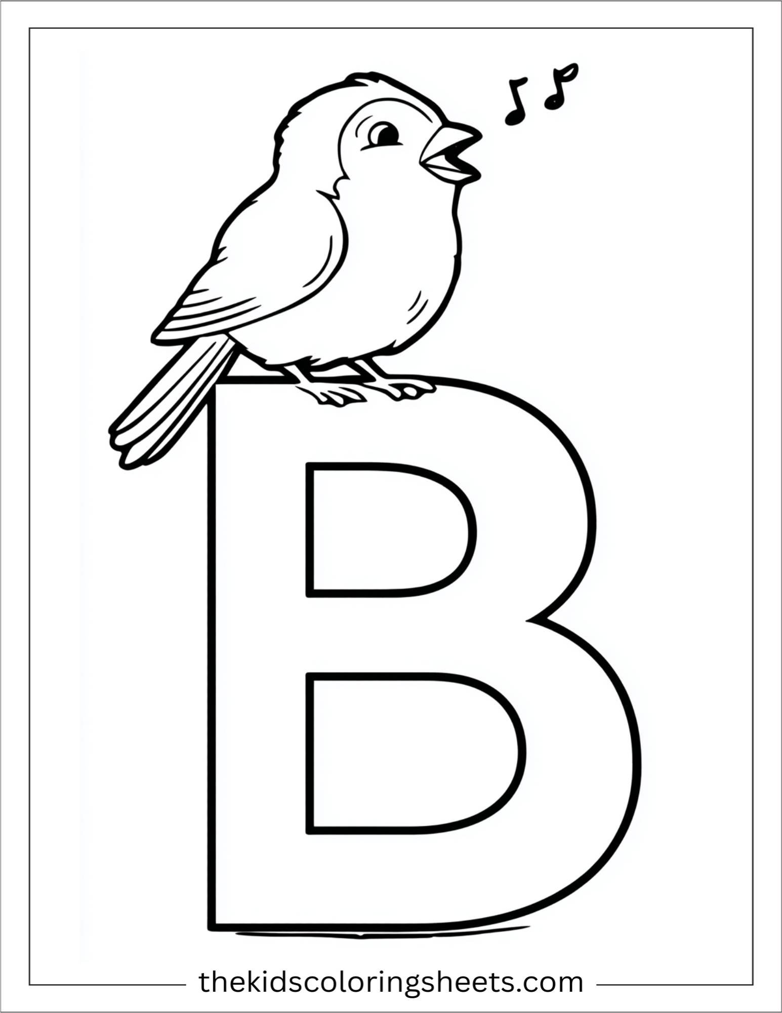 alphabet B bird coloring page