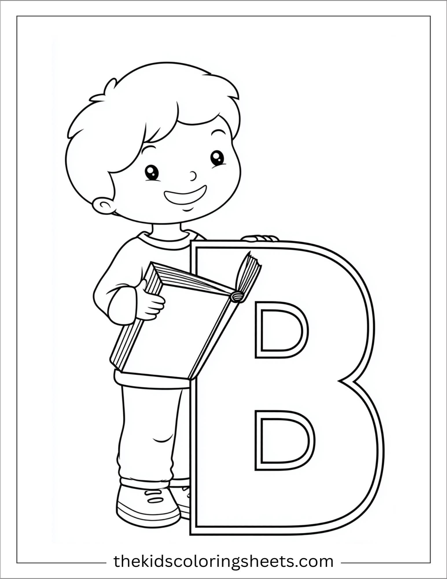 alphabet B book coloring page