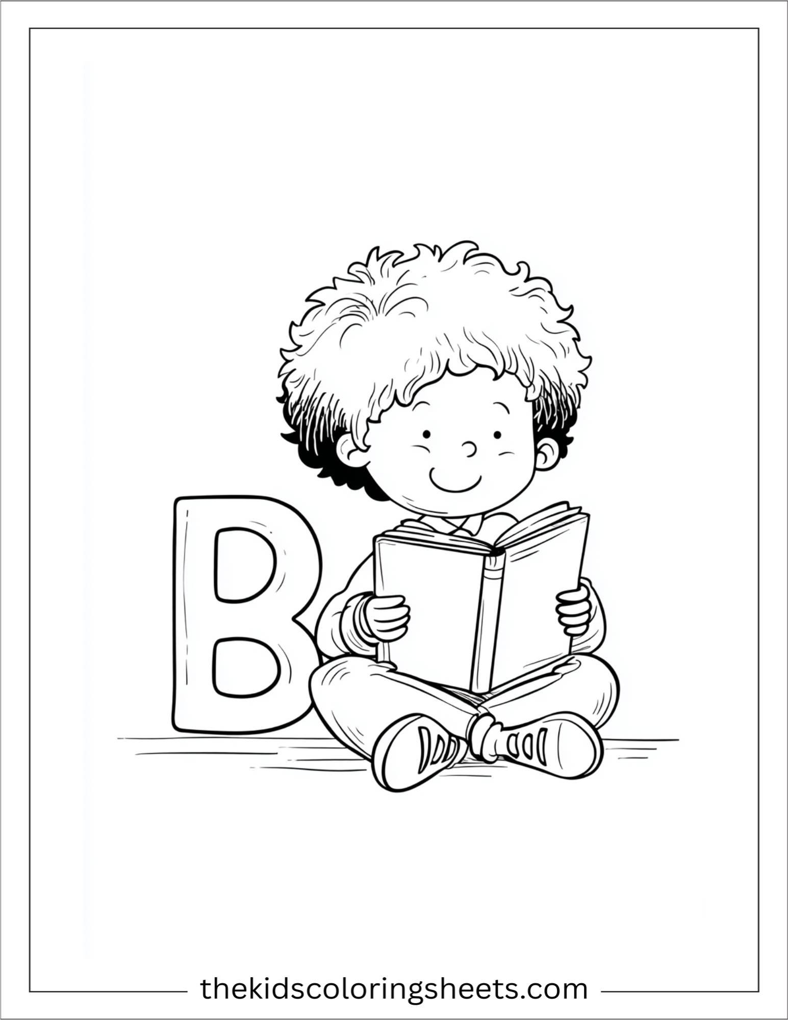 alphabet B bookworm coloring page
