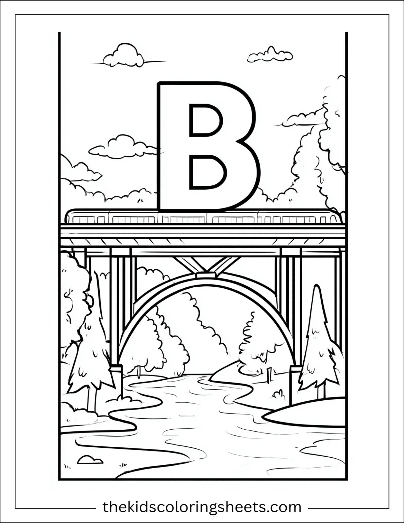 alphabet B bridge coloring page